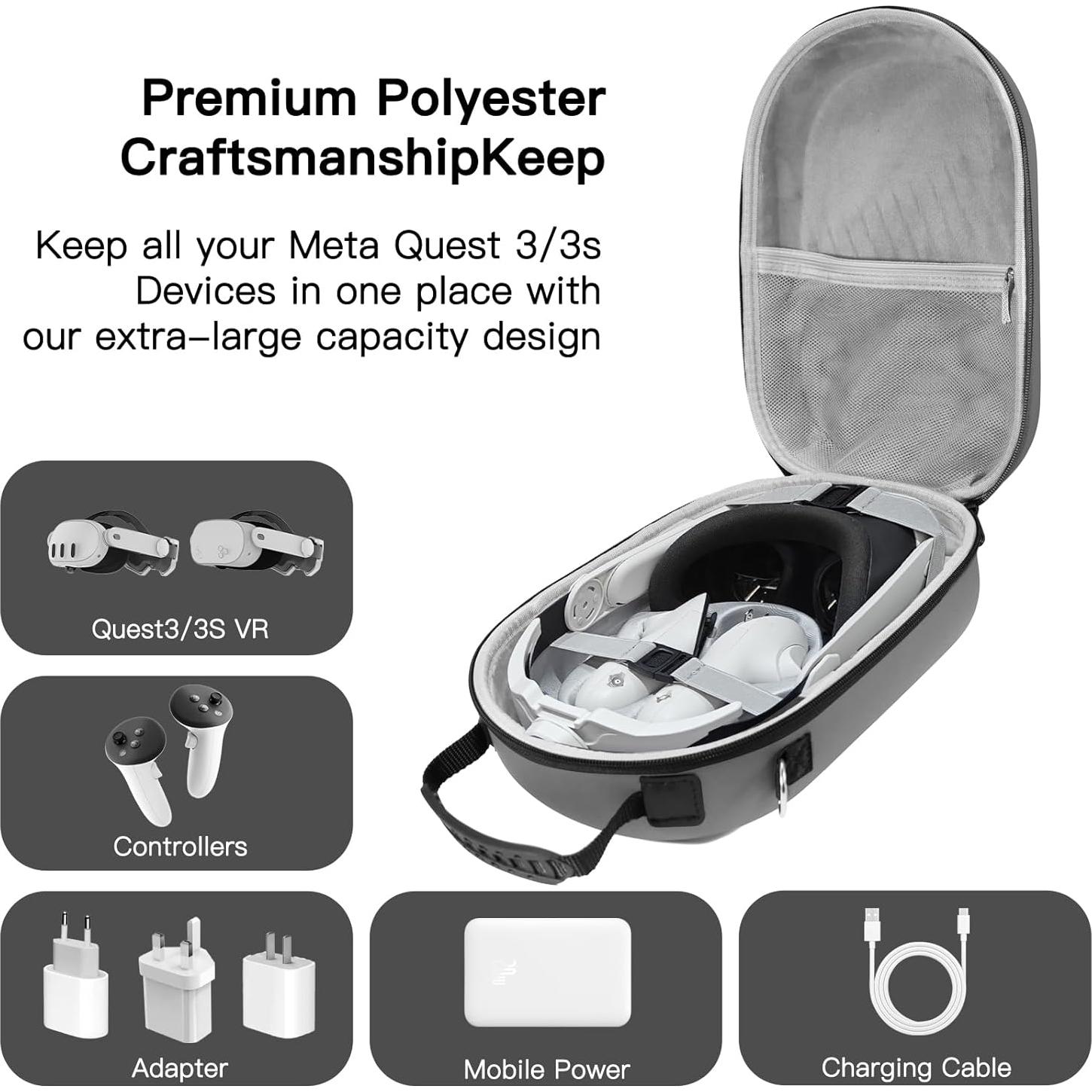 Funda rígida Bibuks para Oculus Meta Quest 3/3S - Gris