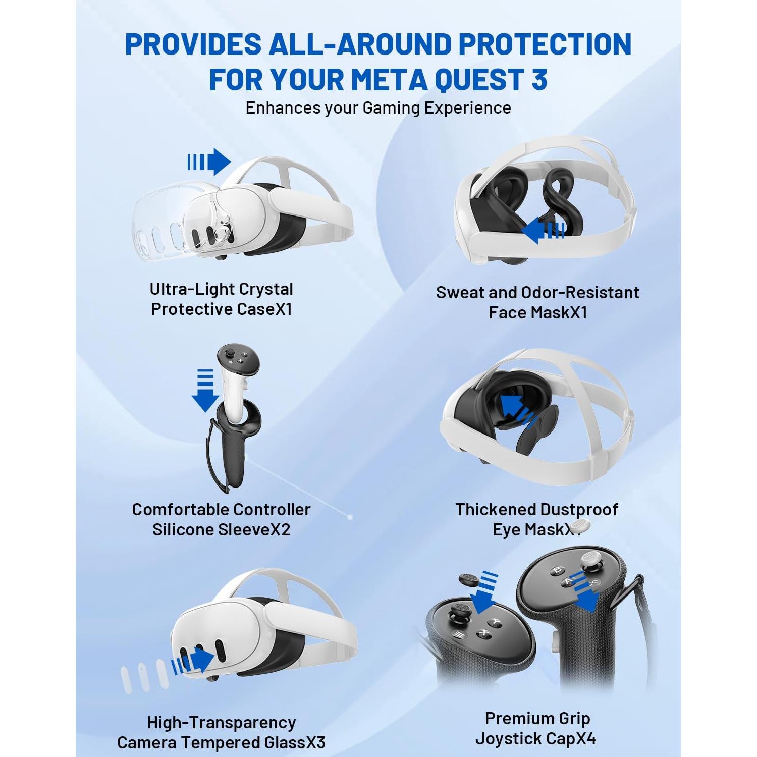 Funda Protectora TanReginal para Meta Quest 3 con Accesorios