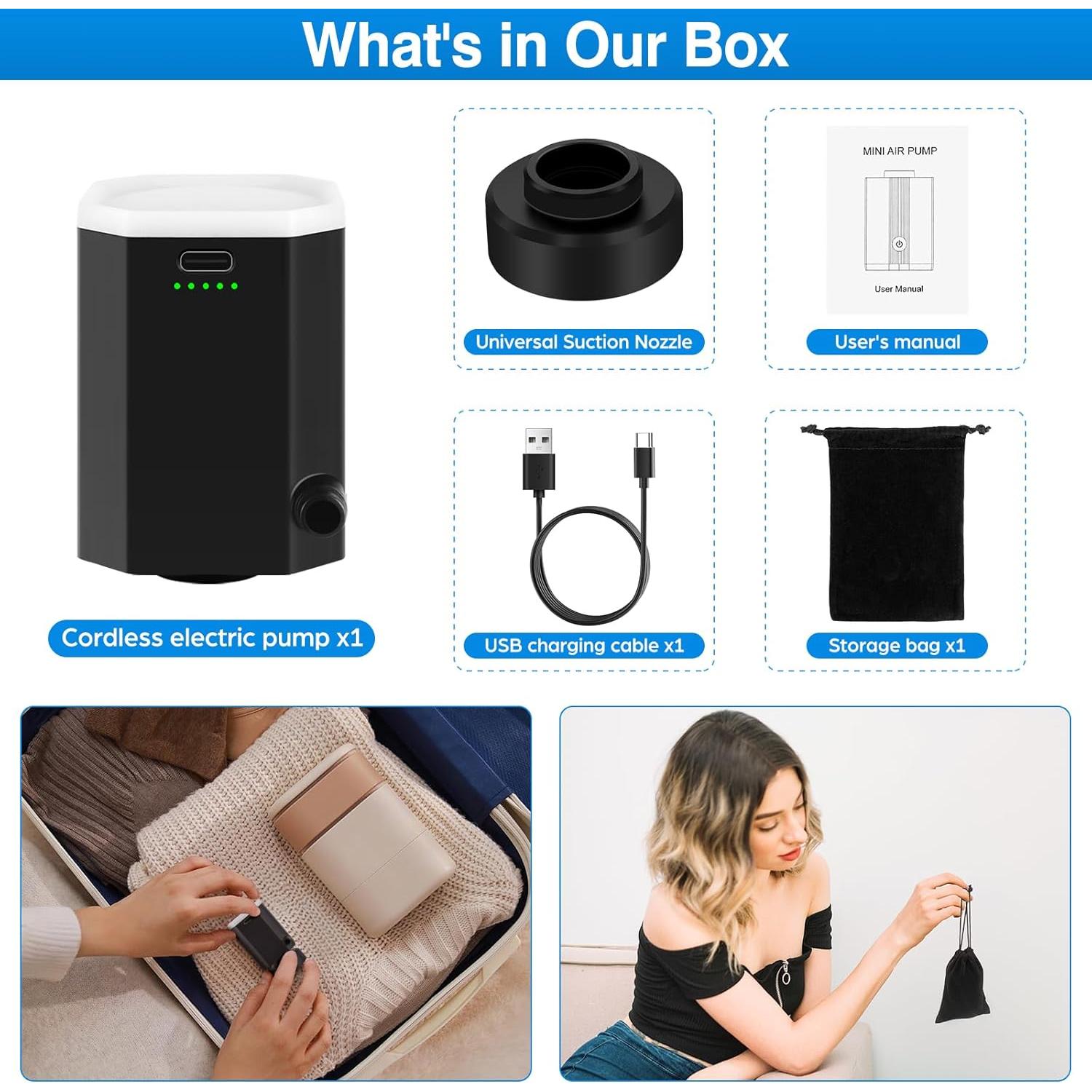 Bomba Eléctrica Inalámbrica Adworte para Bolsas al Vacío