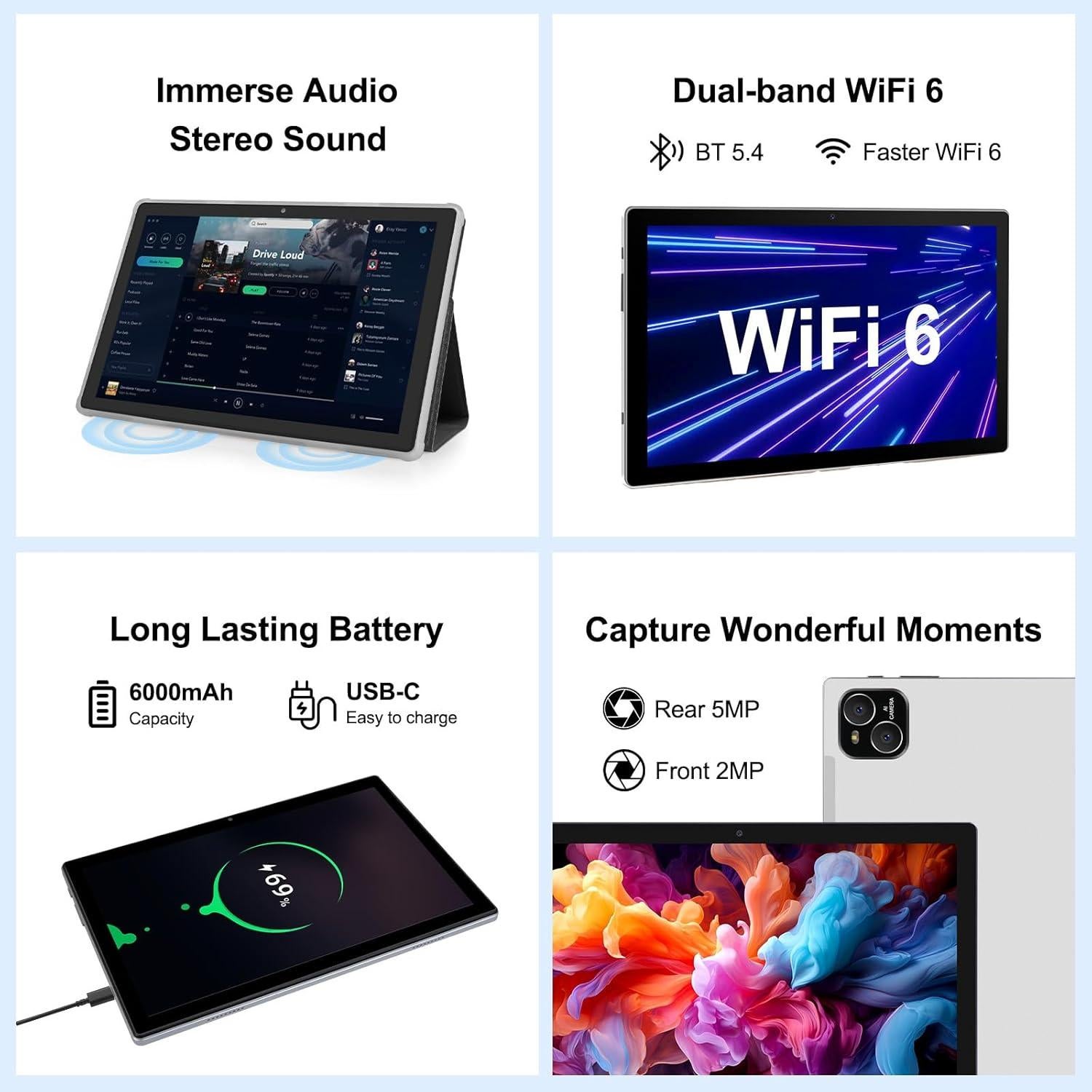 Tablet Android 14 ATMPC T10 10.1" 12GB RAM 128GB ROM