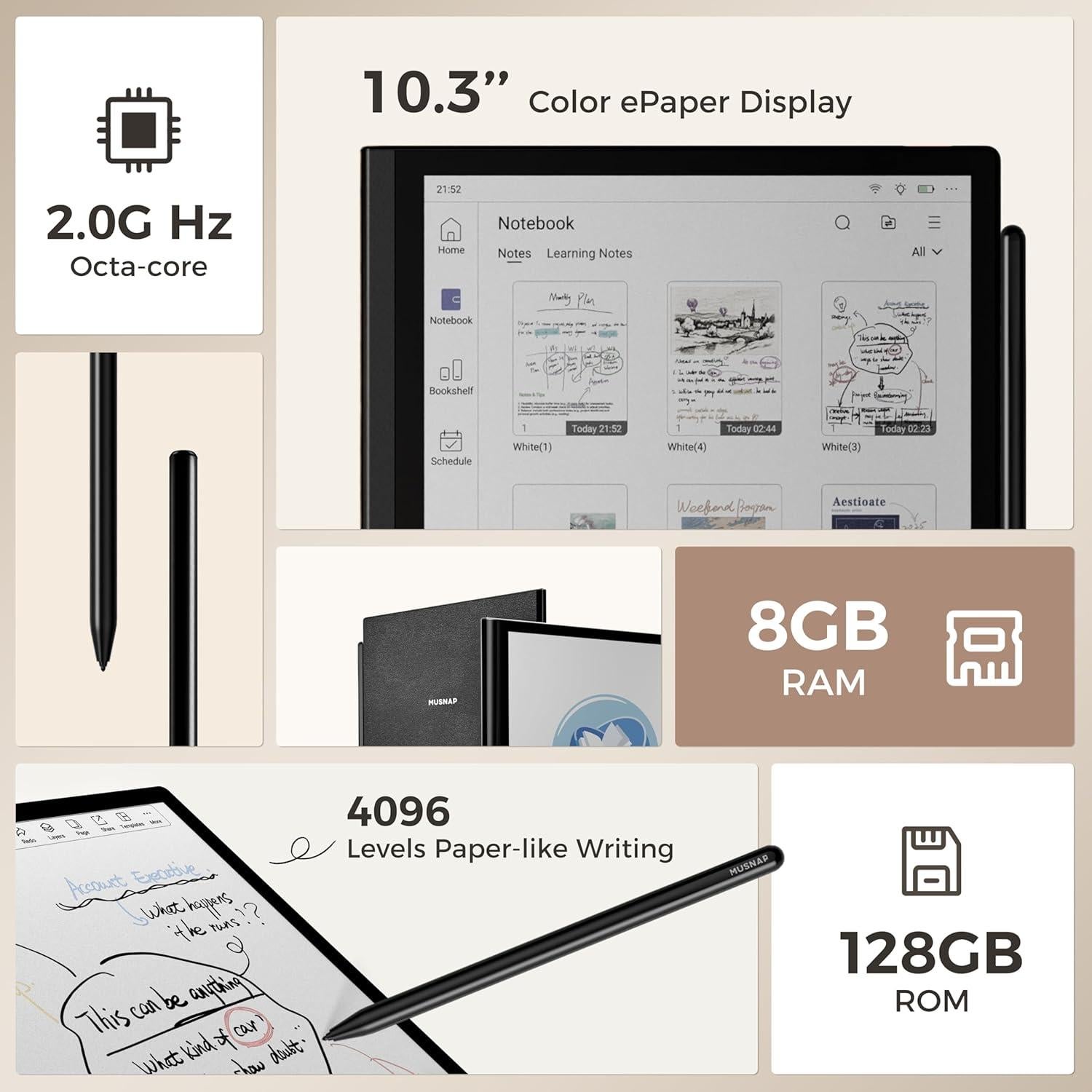 Tablet ePaper Color 10.3" Musnap Aura C - 8GB+128GB