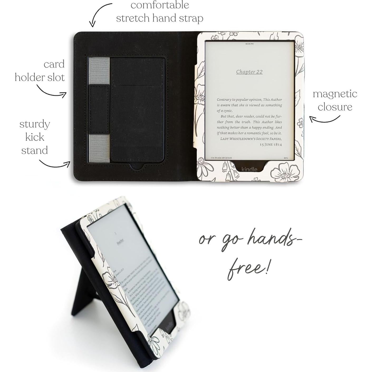 Funda de Cuero PU Elyse Breanne para Kindle Paperwhite 12" Floral