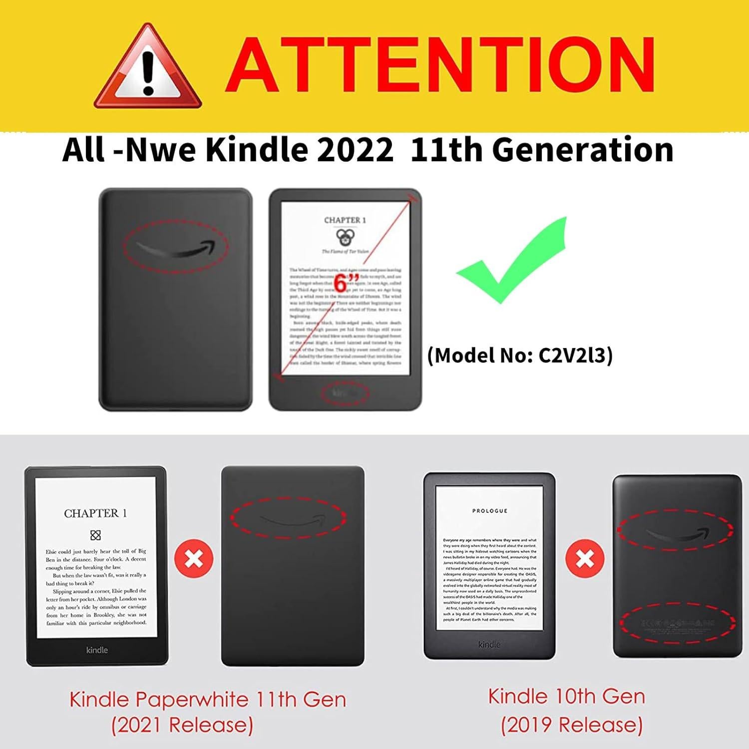 Funda BVCLKJPOI para Kindle 6" 11ª Gen 2022 - Estampado Vaca Azul