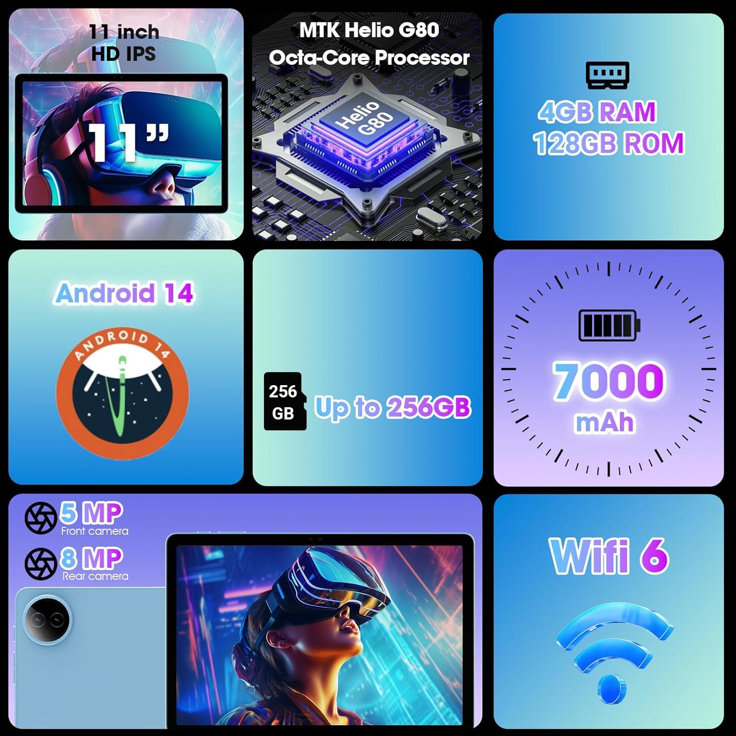 Tableta Android DigiLand R11 Azul 11" 12GB RAM 128GB