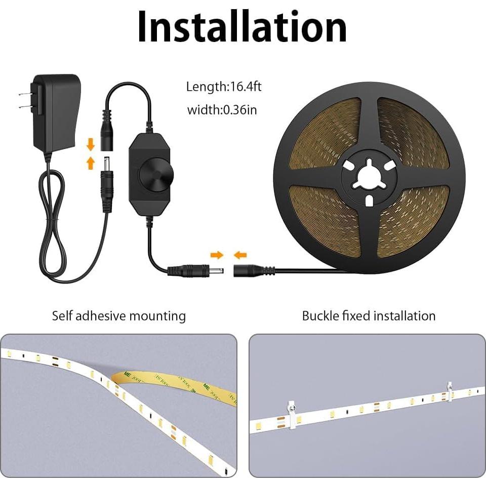 Tira LED regulable Onforu 5m 3000K blanca cálida 12V