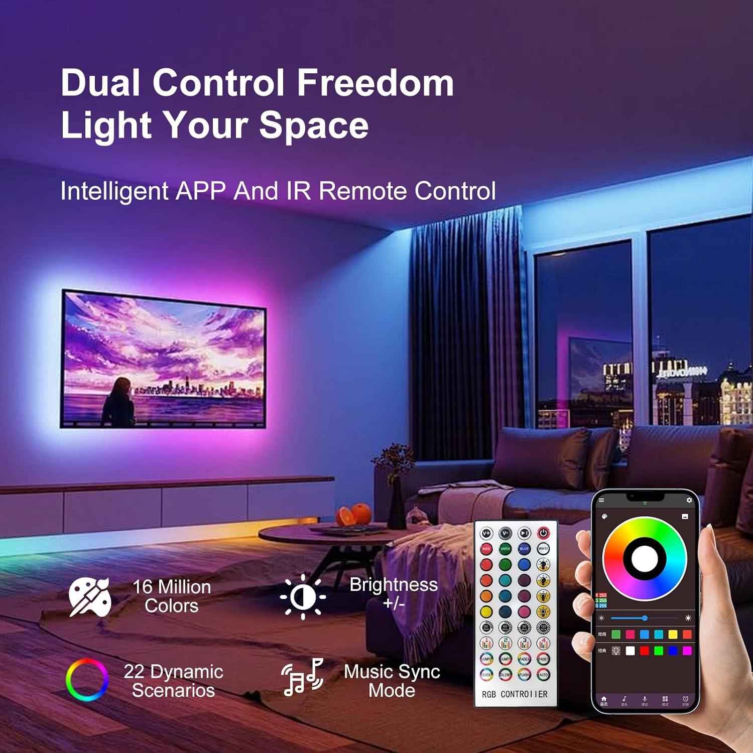 Tira de Luces LED 61m FBY RGB Control Remoto y App