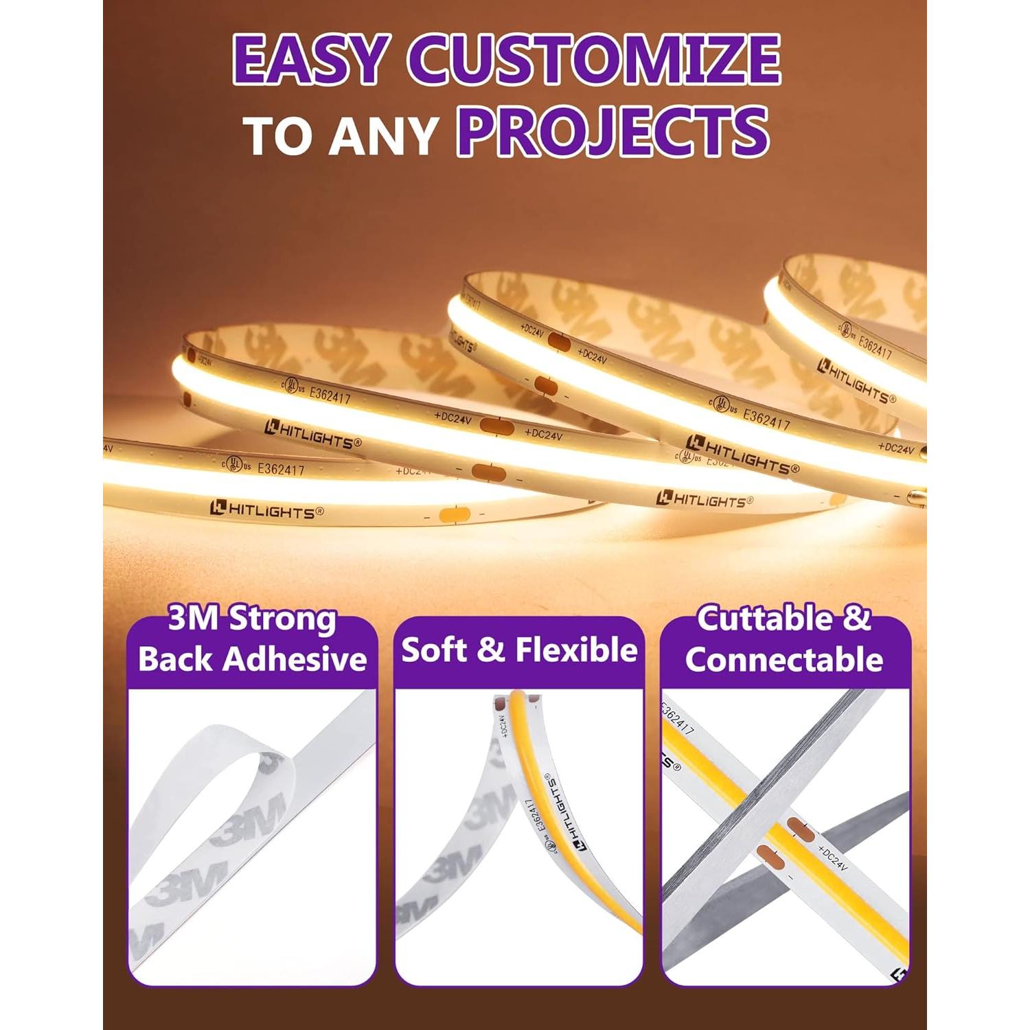 Cinta LED HitLights 5m 3000K Blanco Cálido 24V 2560 LEDs