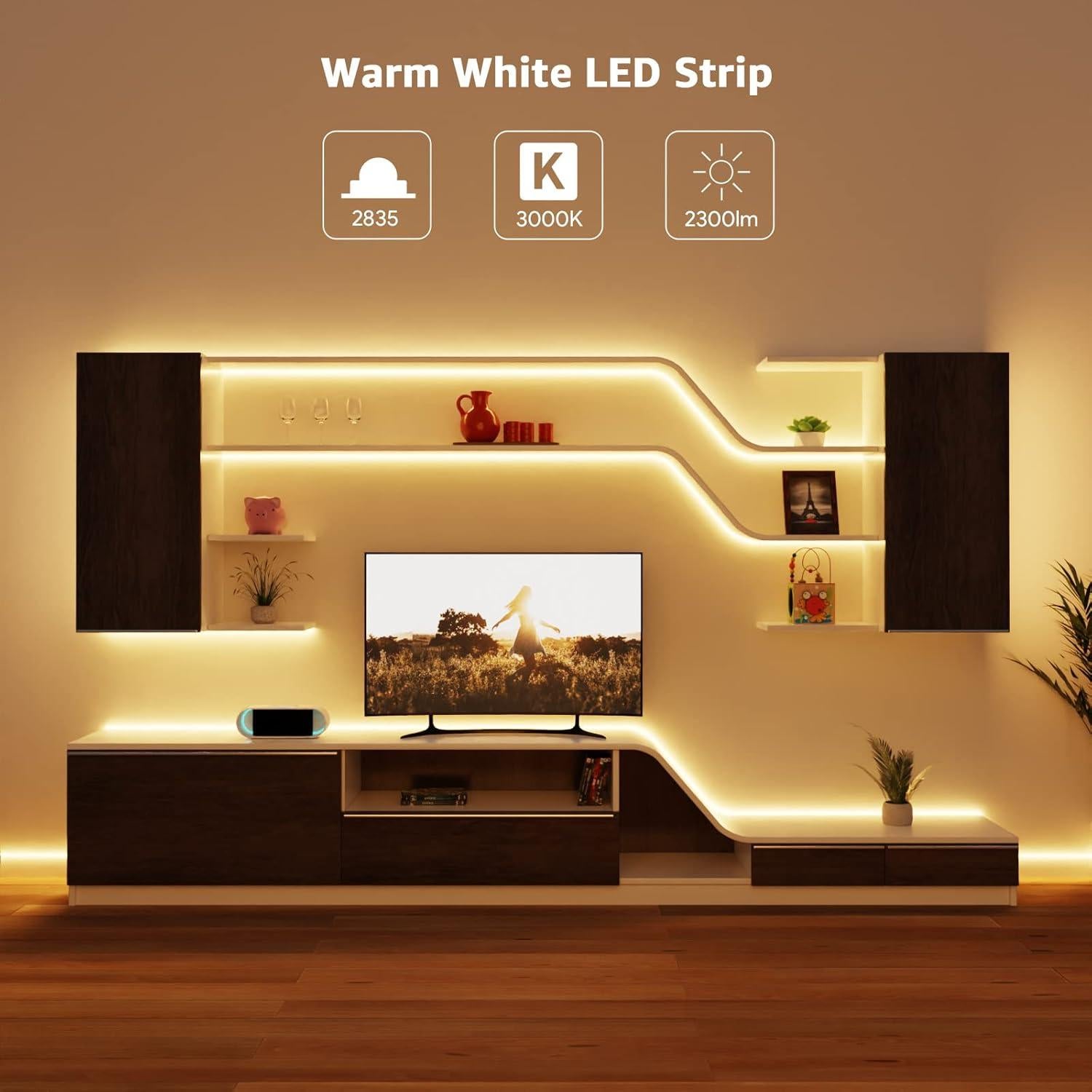 Luz de Tira LED Lepro 10m 12V Blanco Cálido 300 LEDs Paquete de 2