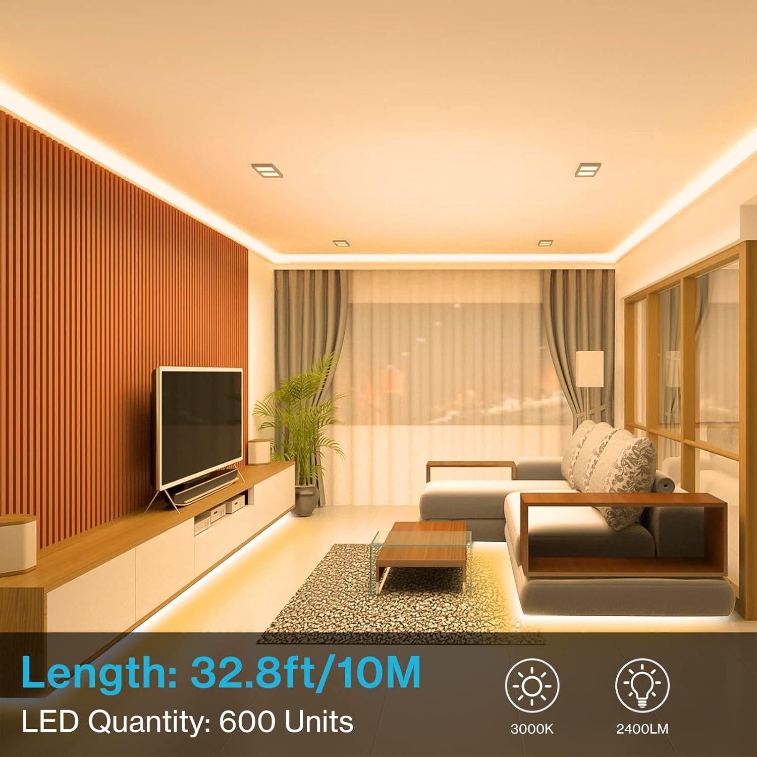 Tira de LED Olafus 10m Cálido 3000K Regulable 600 LEDs