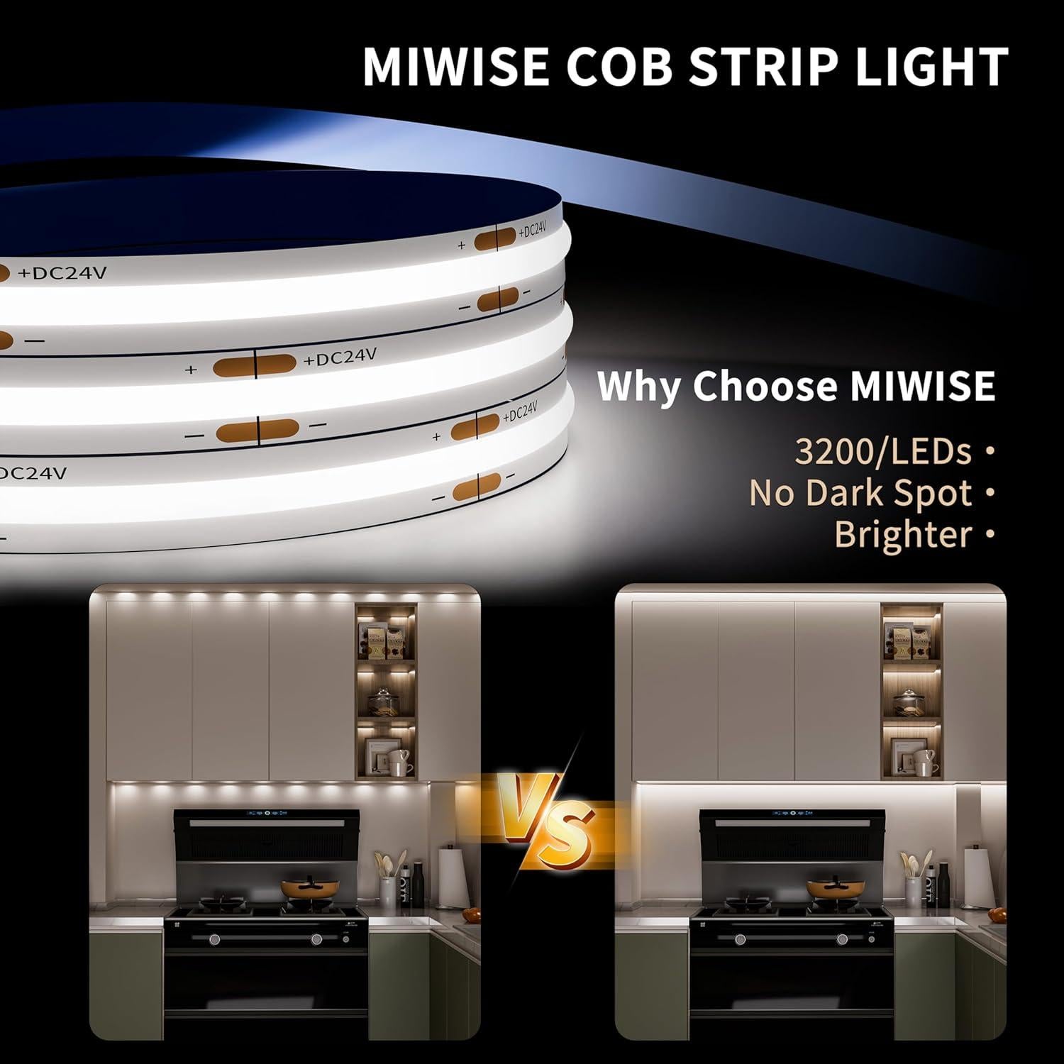 Tira LED COB 10m MIWISE 6000K Regulable CRI 90+ DC24V