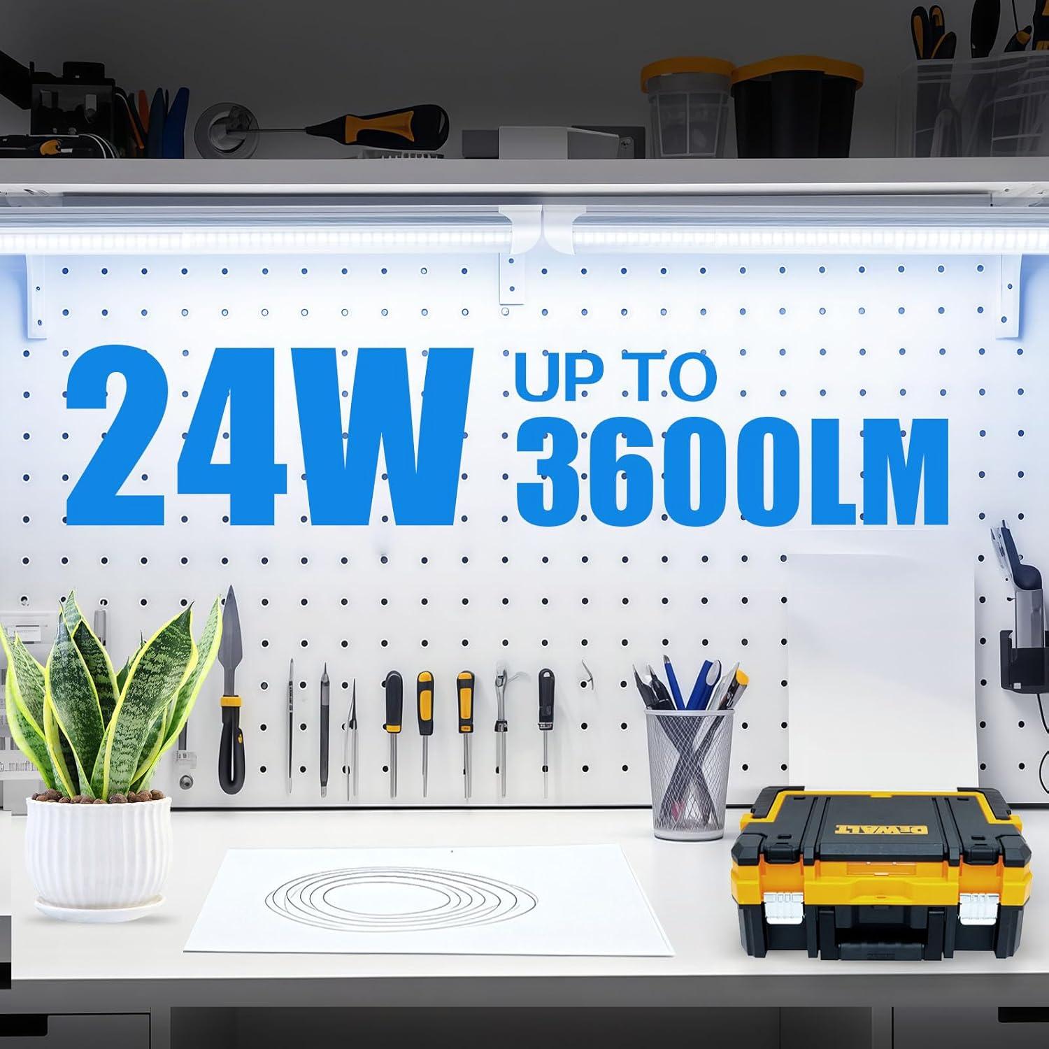 Luz de Taller LED CNSUNWAY 2FT 24W 3600LM 6500K Paquete de 2