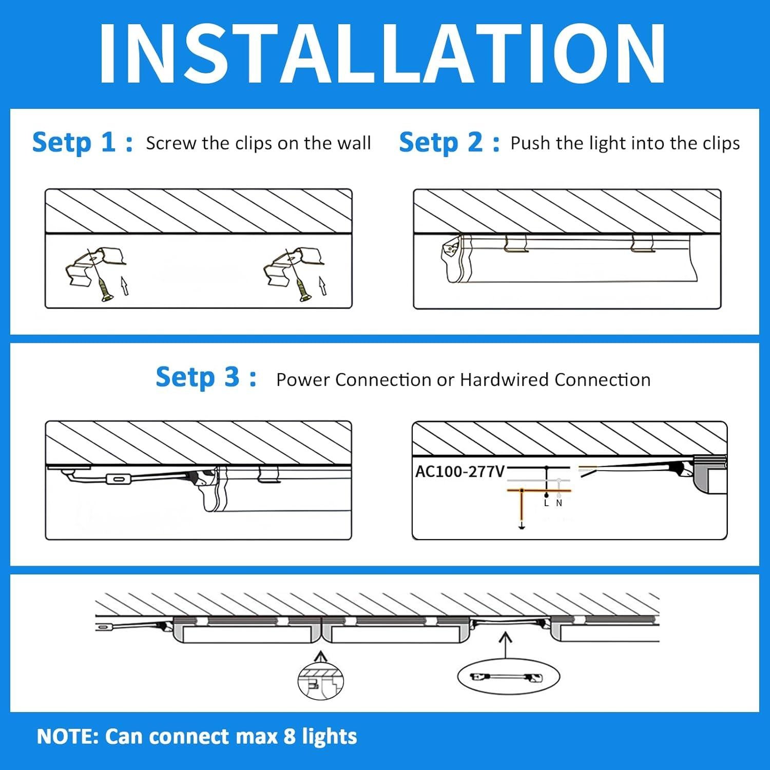 Luz de Taller LED CNSUNWAY 2FT 24W 3600LM 6500K Paquete de 2