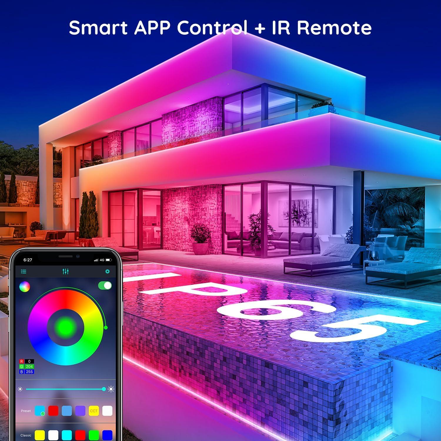 Luces de Tira LED Impermeables FBZ 18.3m RGB Control APP
