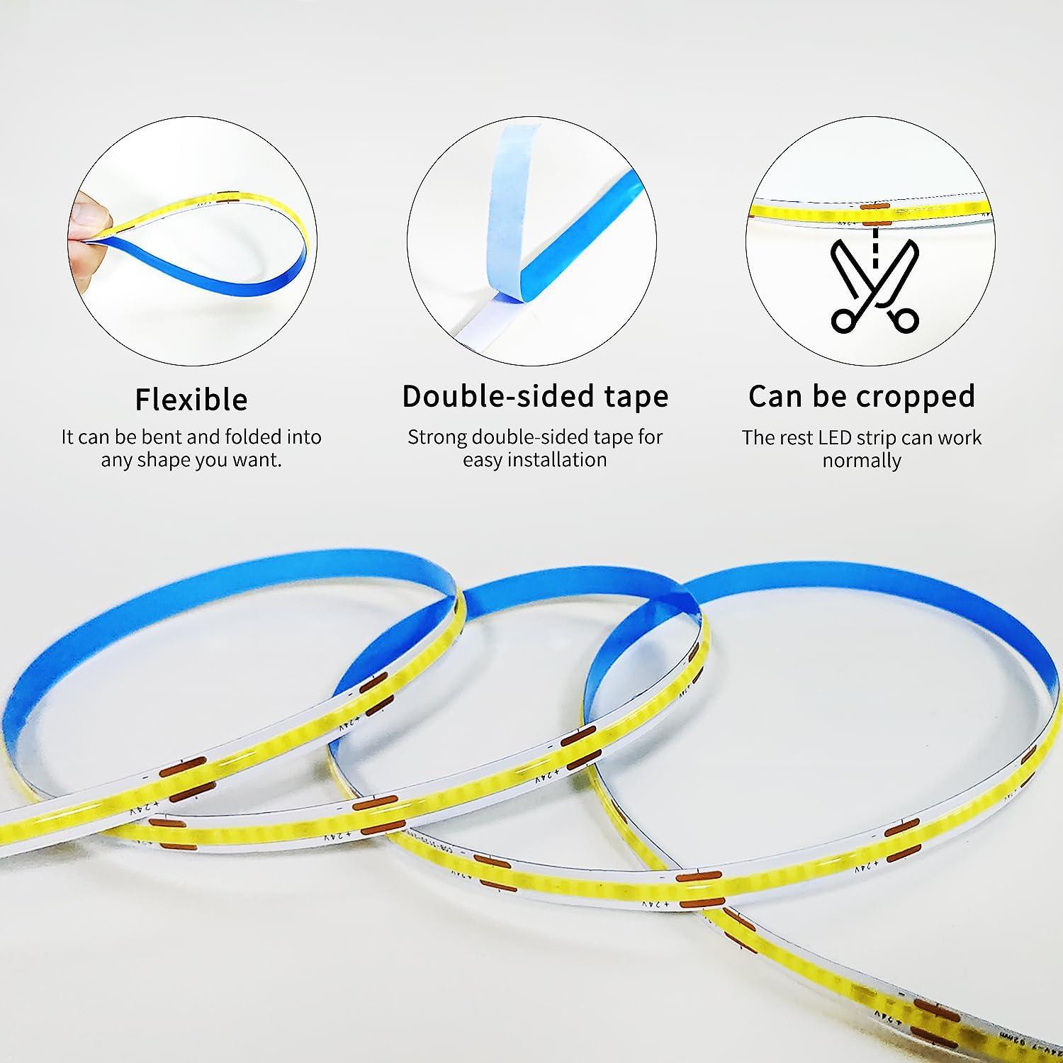 Tira LED COB 30m Yeewhale 3000K Regulable con Control Remoto