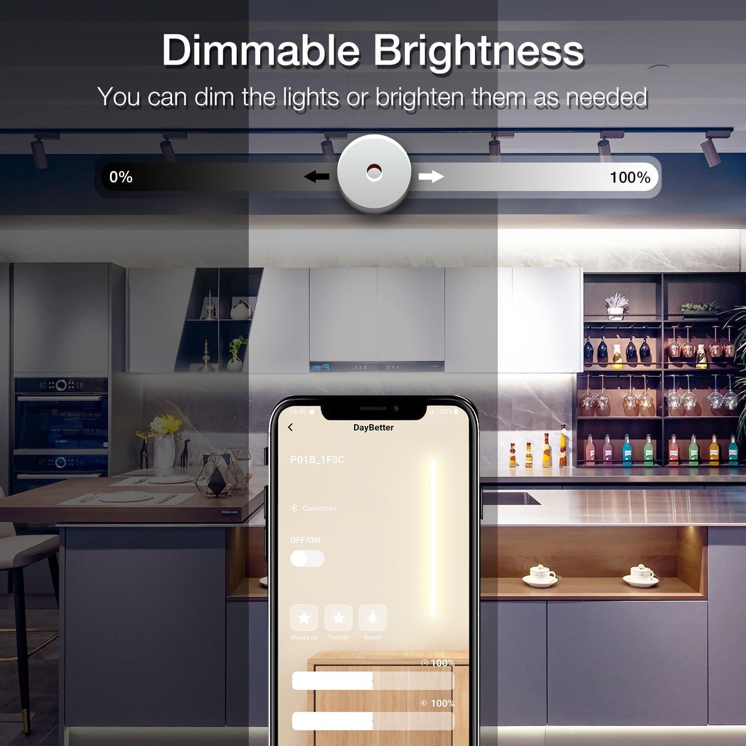 Tira de luces LED COB 5m DAYBETTER 6500K regulable con control remoto