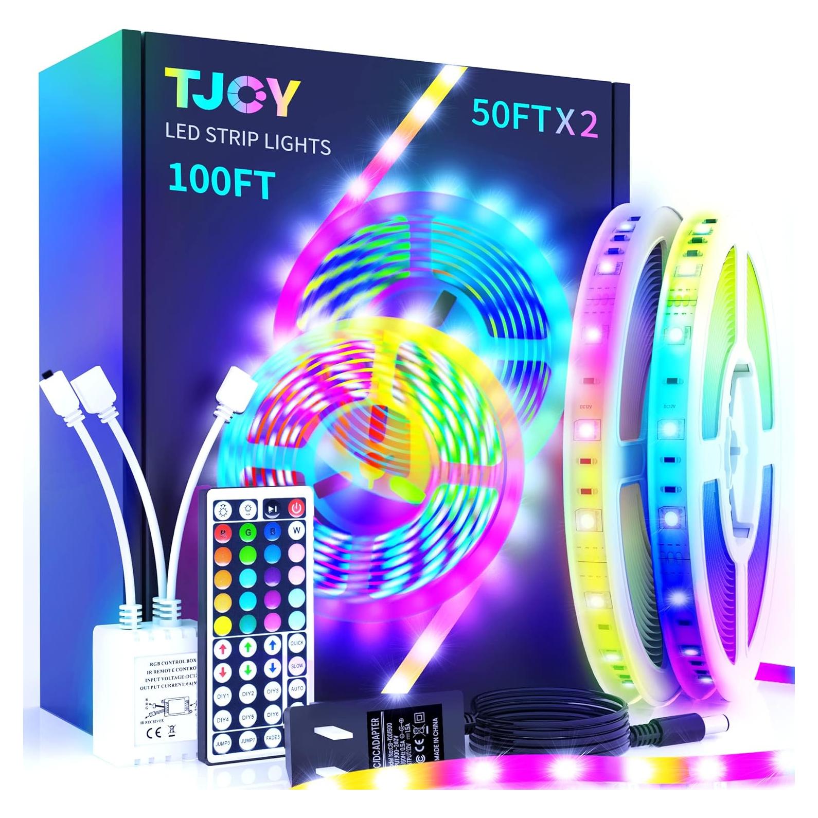 Tira de LED RGB 30.48 m TJOY con Control Remoto 44 Teclas