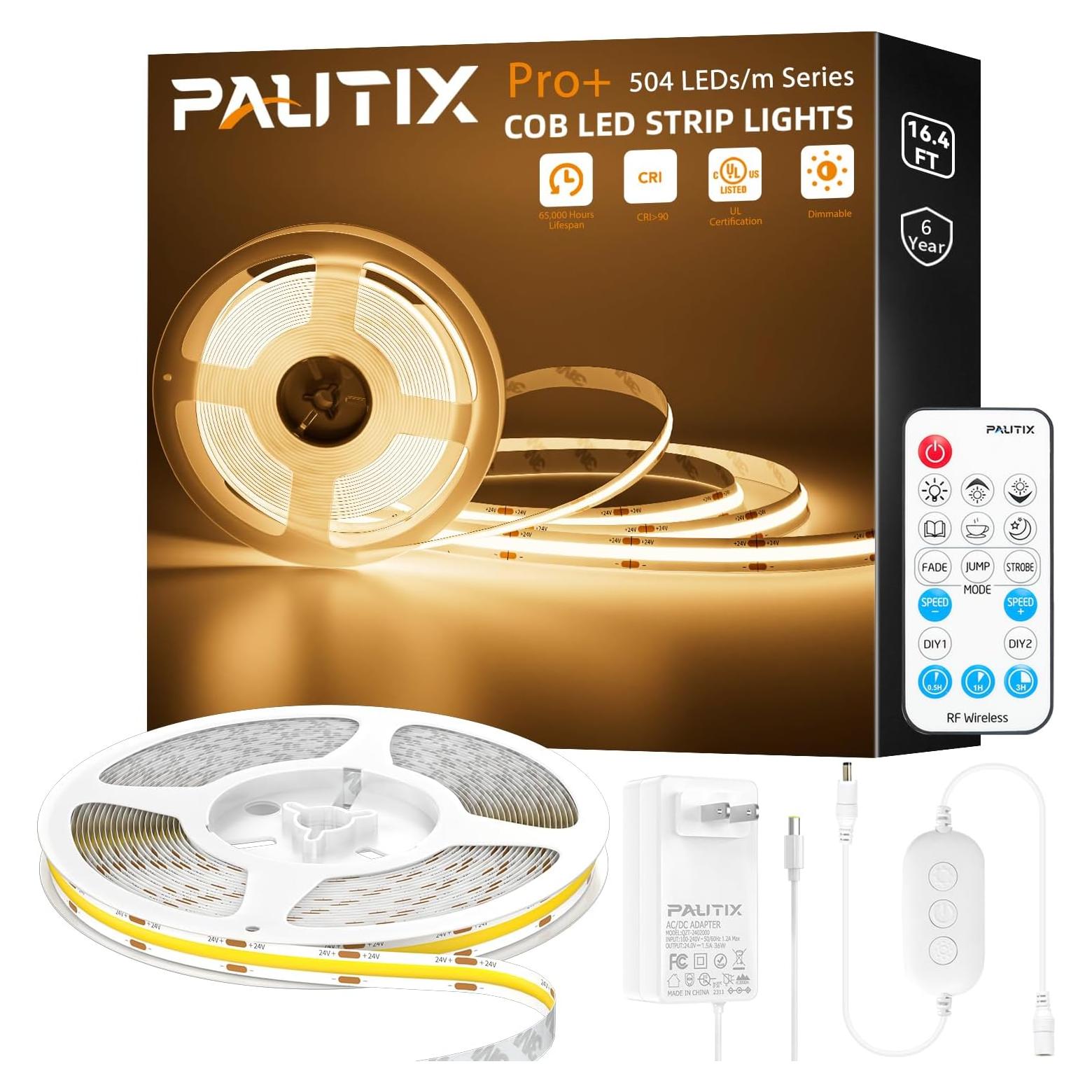 Tira LED COB PAUTIX 5m 3000K Regulable con Control Remoto