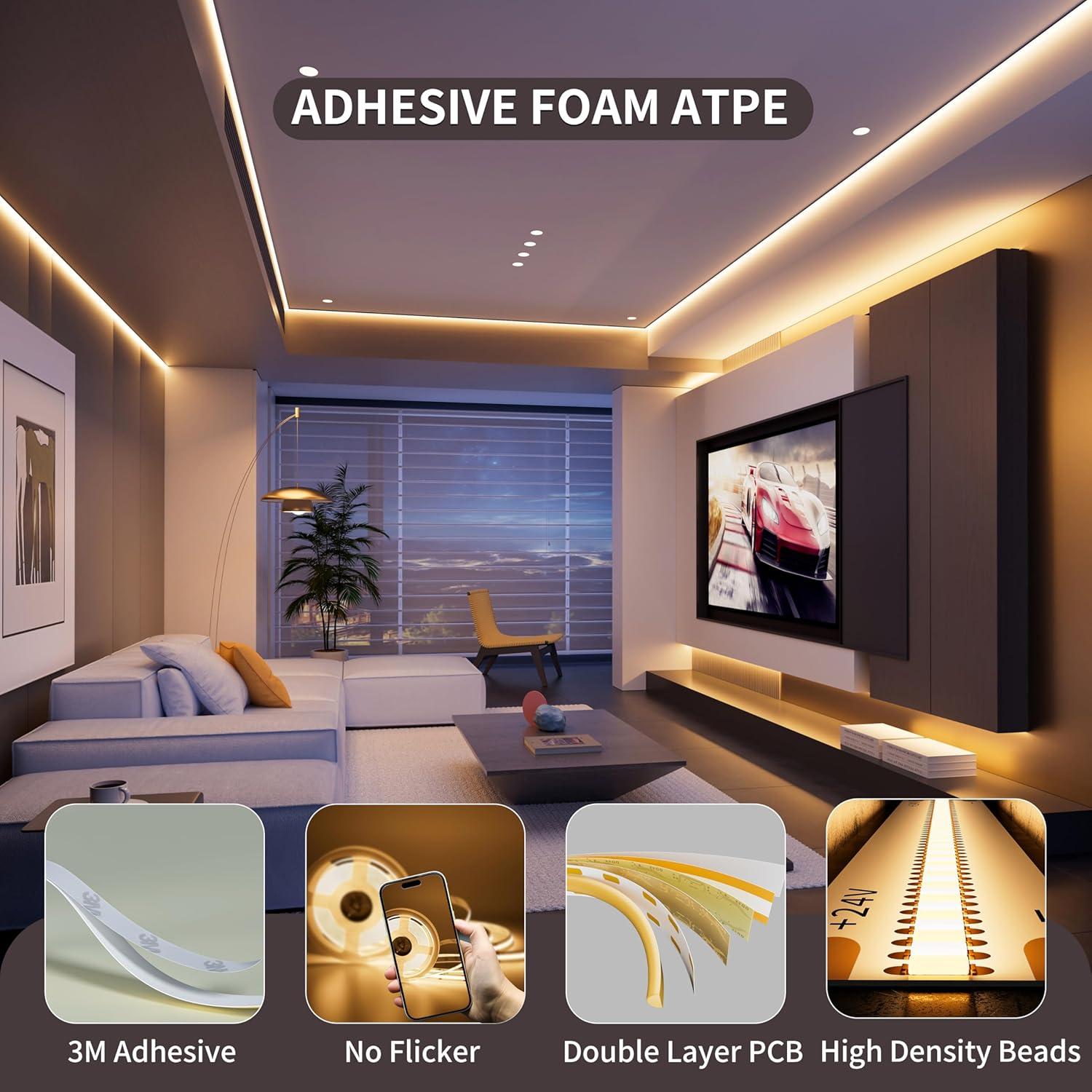 Tira LED COB PAUTIX 5m 3000K Regulable con Control Remoto