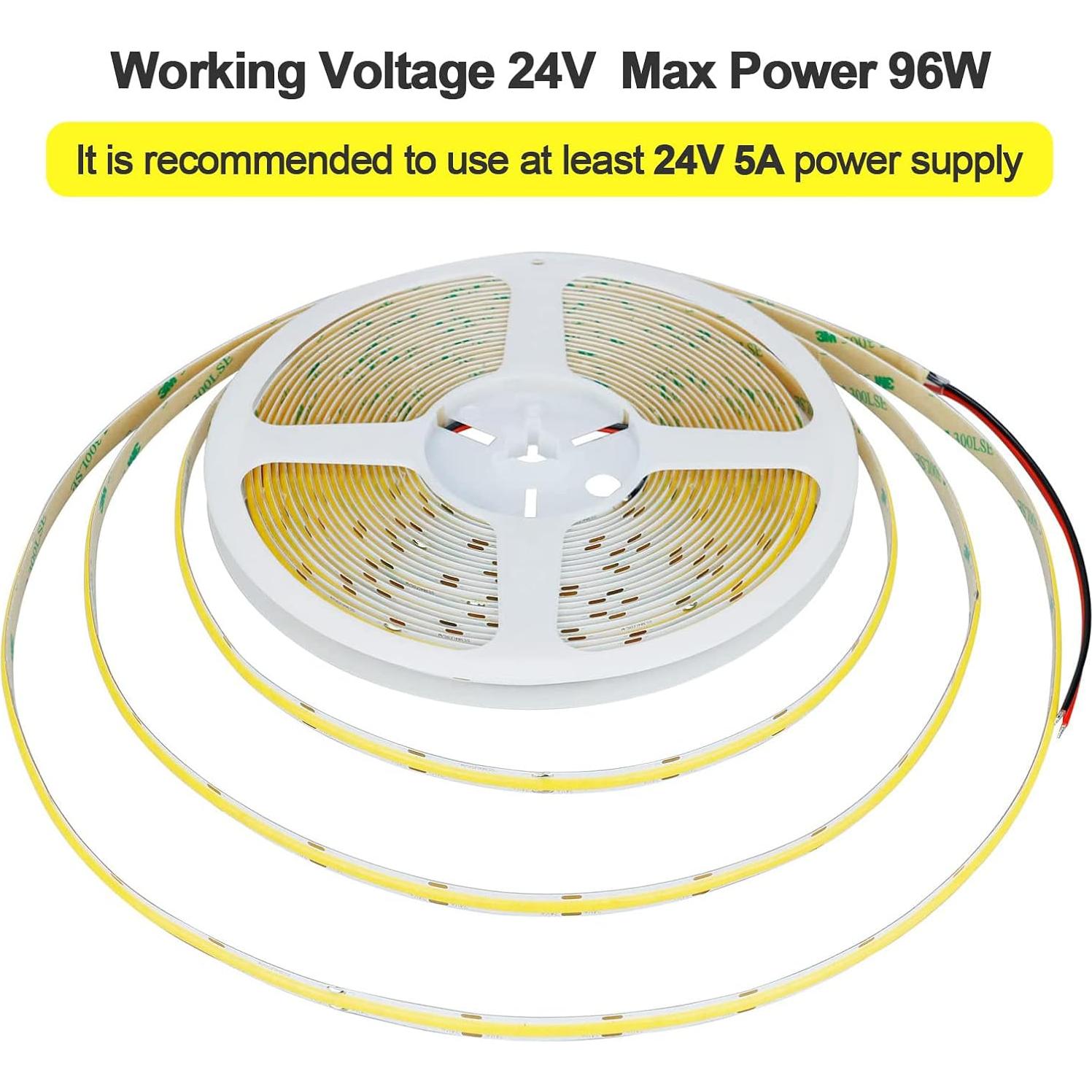 Tira LED COB 10M 24V 6800lm Luz Cálida 3000K QX