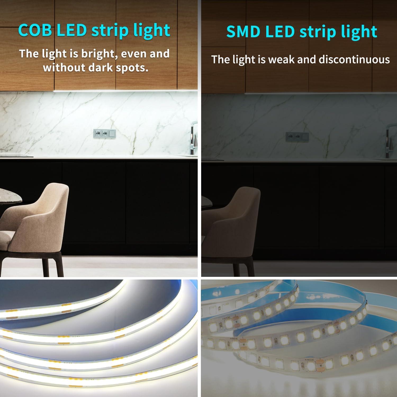 Tira LED COB 20m 6000K Yeewhale Regulable con Control Remoto