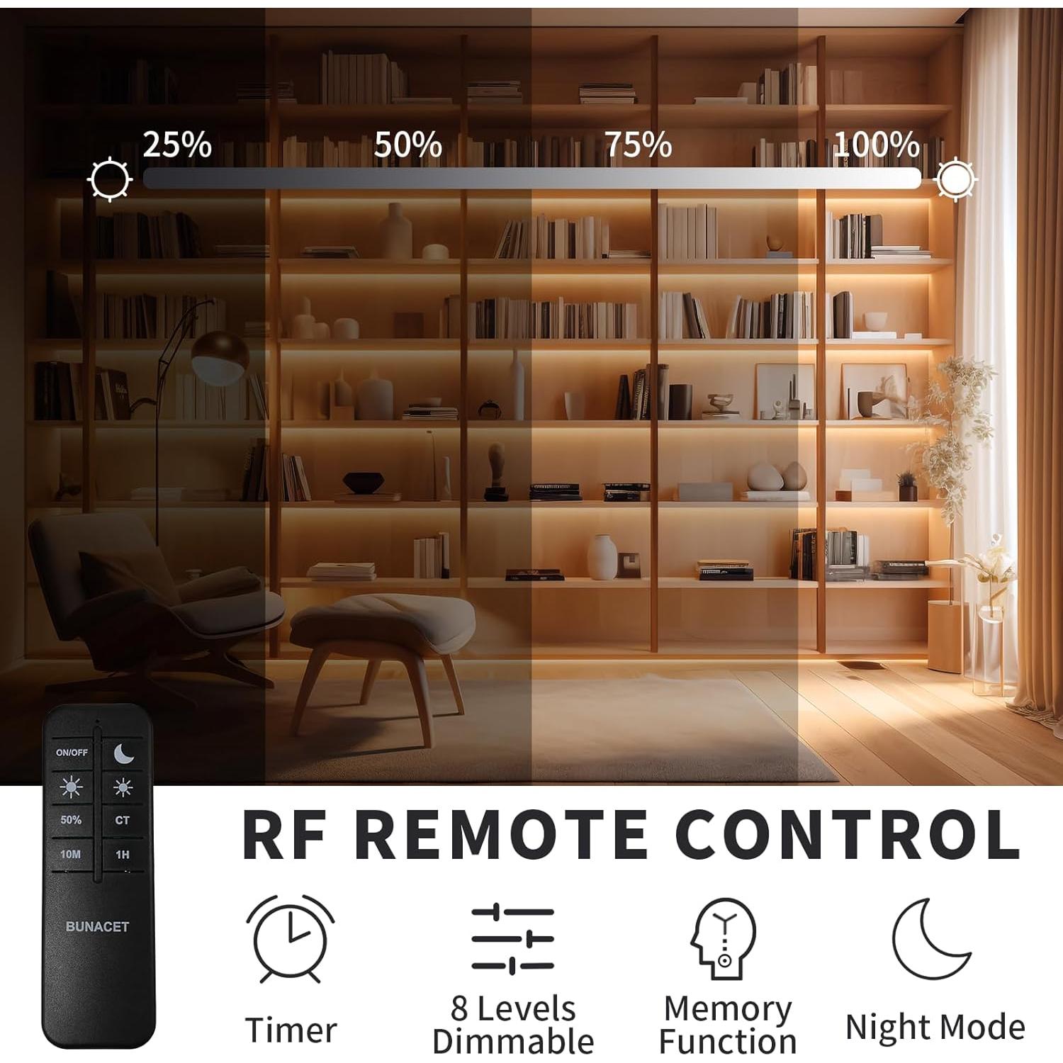 Tira de luz LED COB 12m BUNACET Blanco cálido 3000K con control remoto