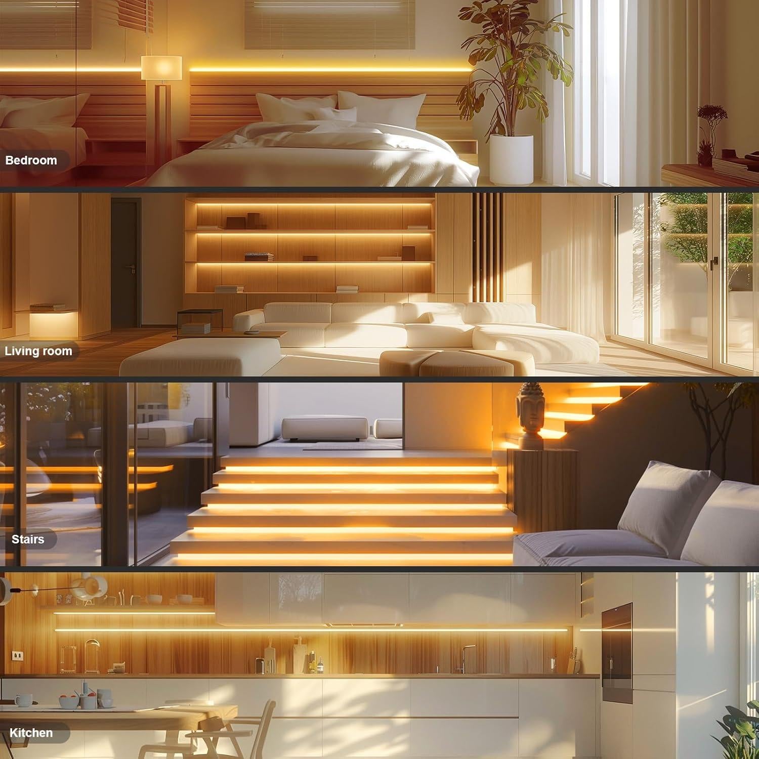 Tira de luz LED COB 12m BUNACET Blanco cálido 3000K con control remoto