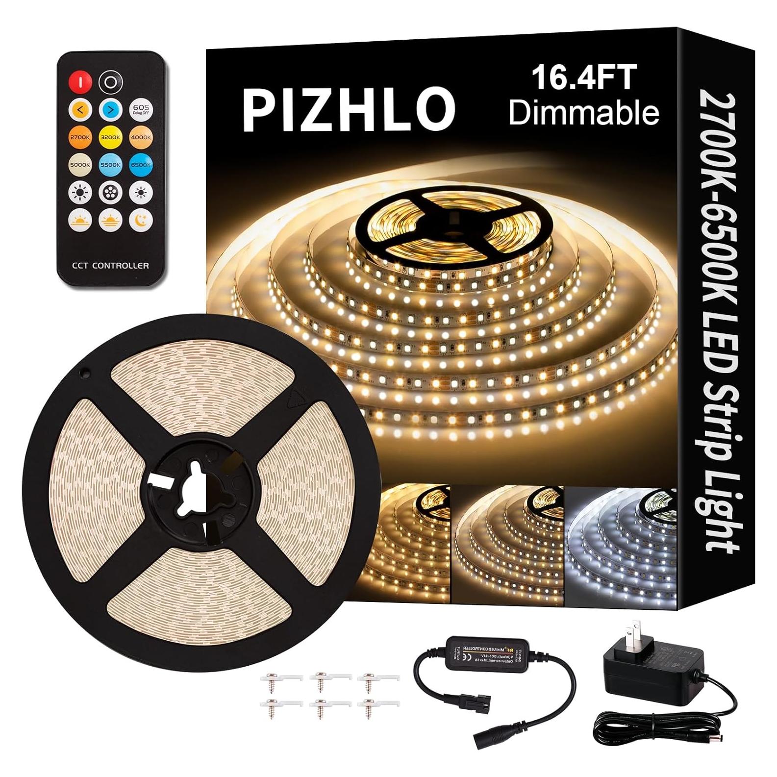 Tira de luz LED 5m PIZHLO regulable 2700K-6500K con control remoto