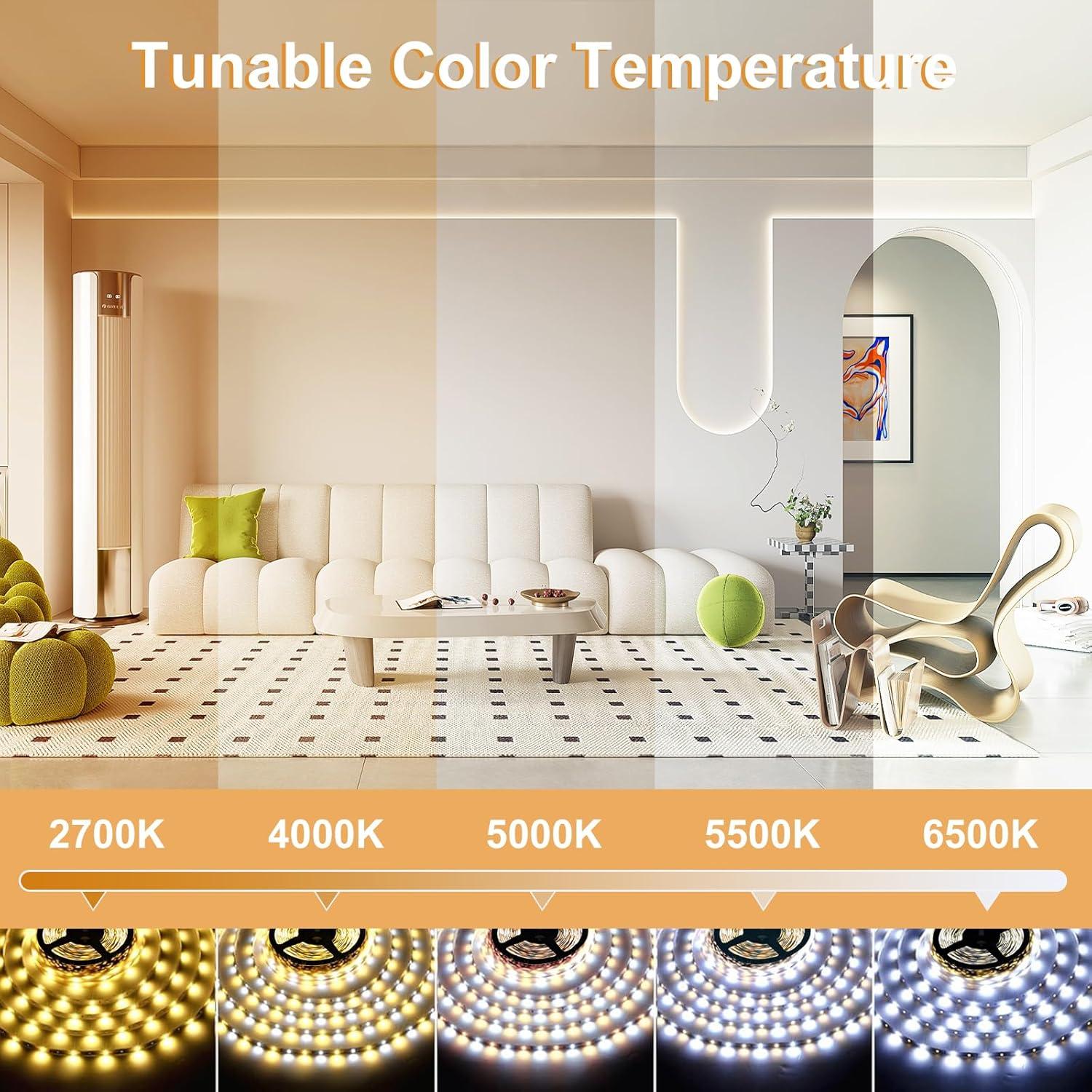 Tira de luz LED 5m PIZHLO regulable 2700K-6500K con control remoto