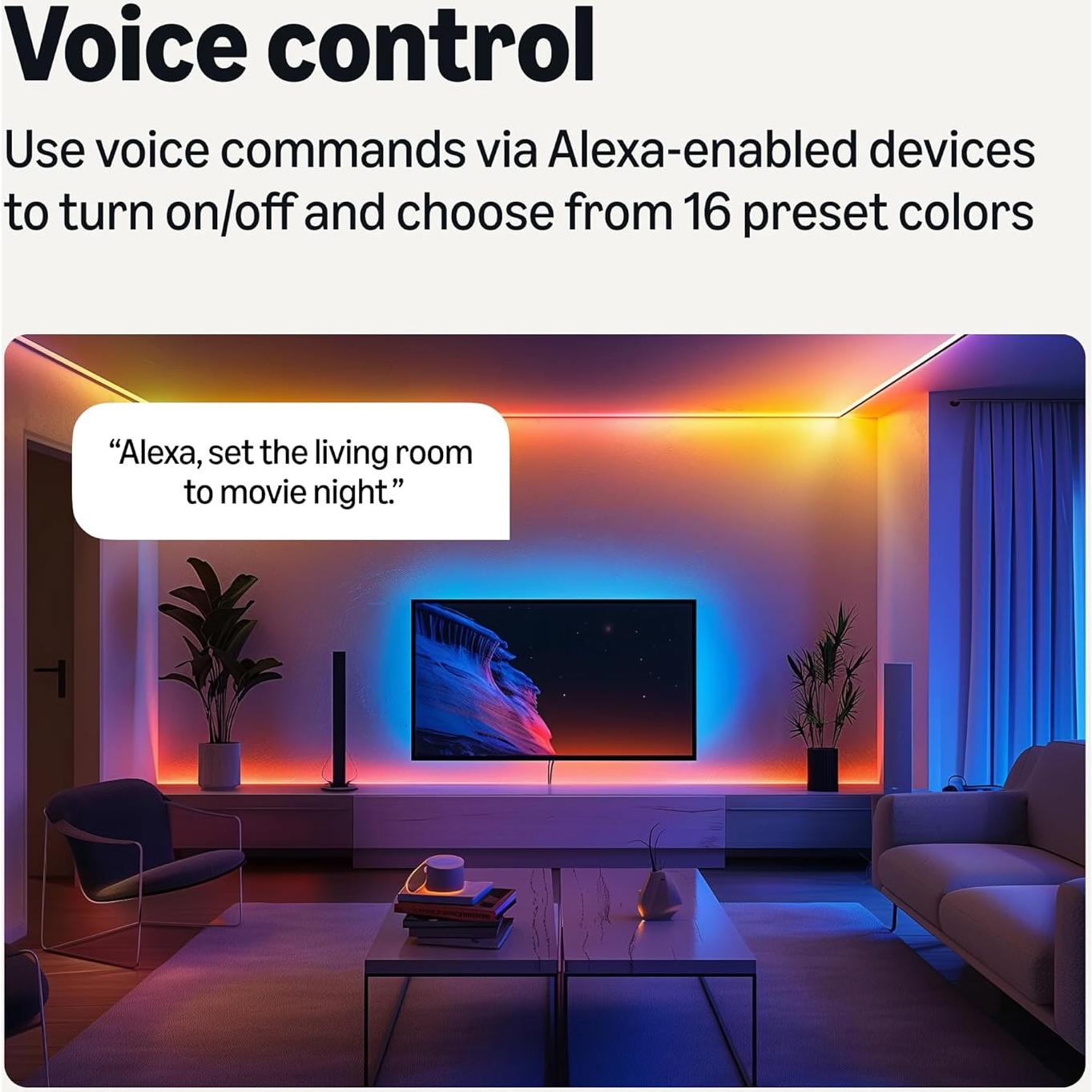 Tira de Luz LED Inteligente Amazon Basics 5m RGB Blanco Ajustable