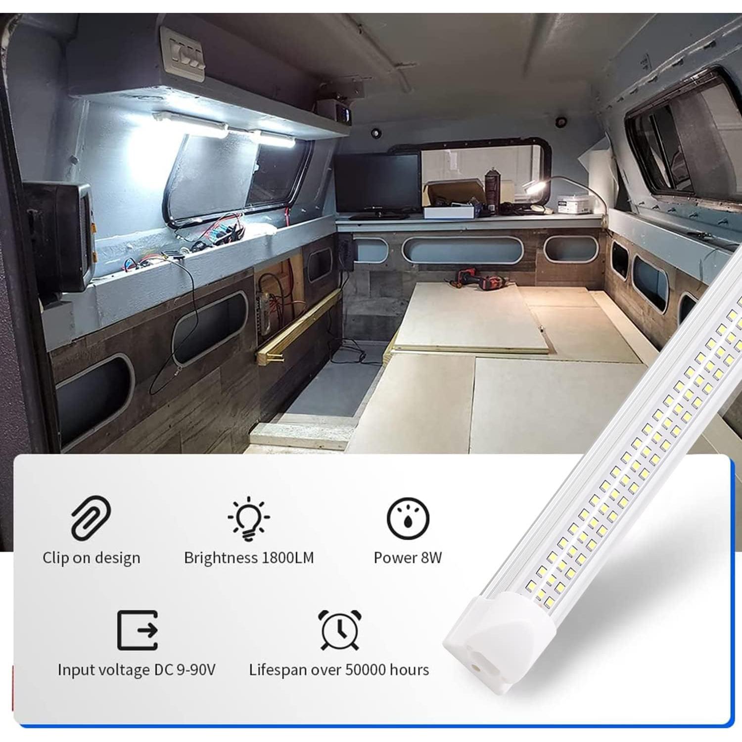 Barra de Luz Interior LED 12V RVZONE 108 LEDs 1600LM 6W 4Pack