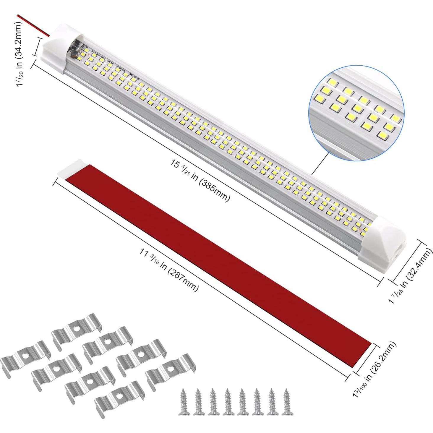 Barra de Luz Interior LED 12V RVZONE 108 LEDs 1600LM 6W 4Pack
