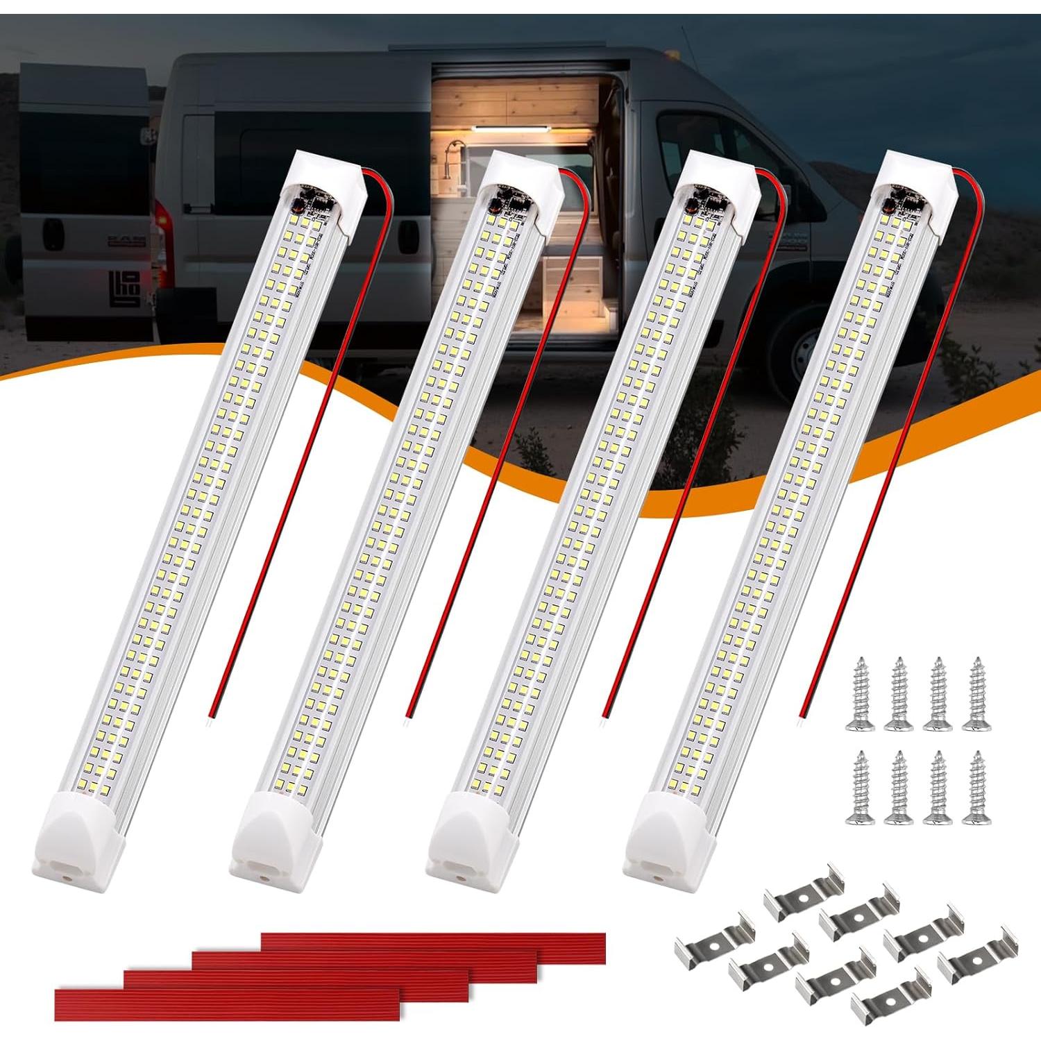 Barra de Luz Interior LED 12V RVZONE 108 LEDs 1600LM 6W 4Pack
