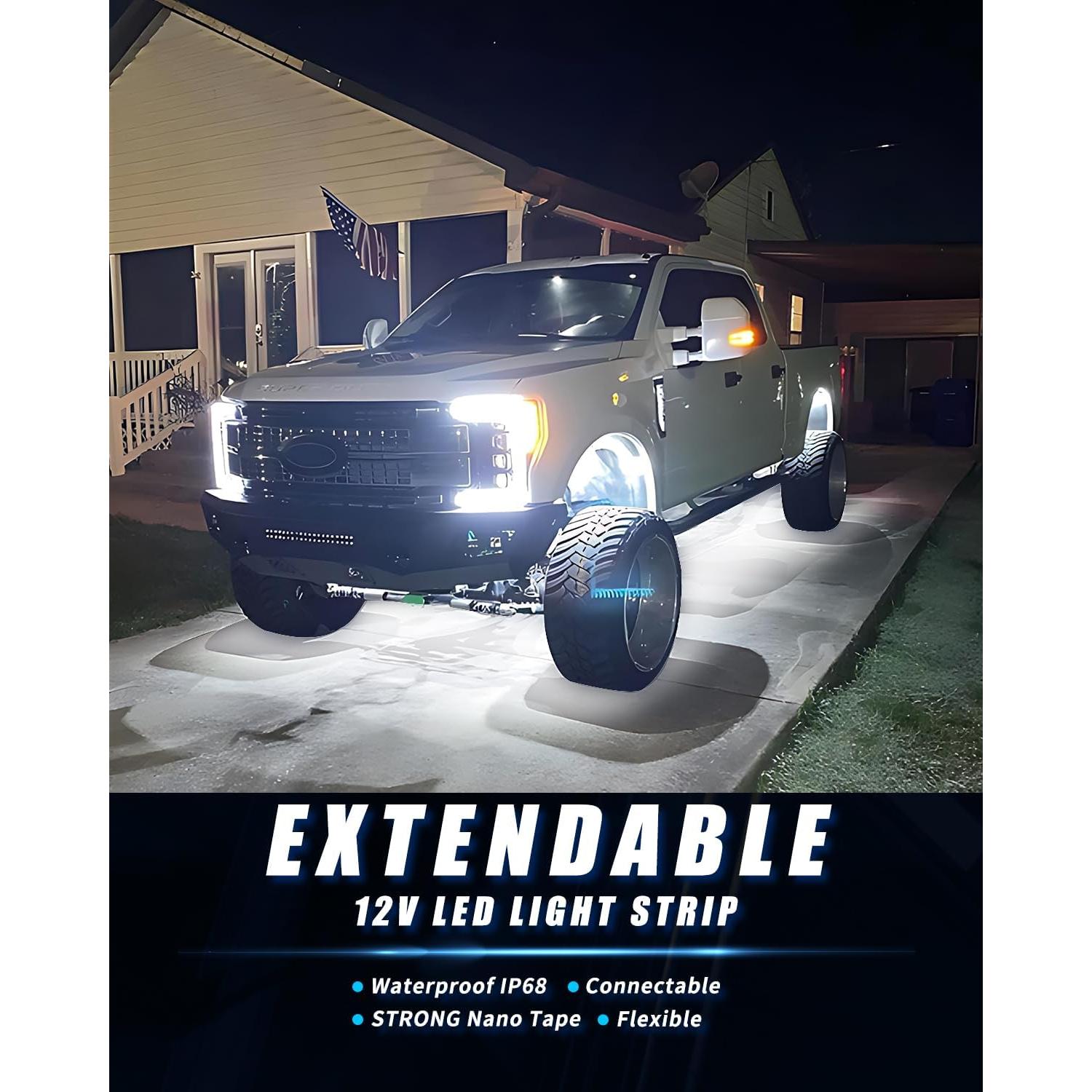 Tira de luz LED blanca 12V Keiurot 45cm impermeable 4Pack