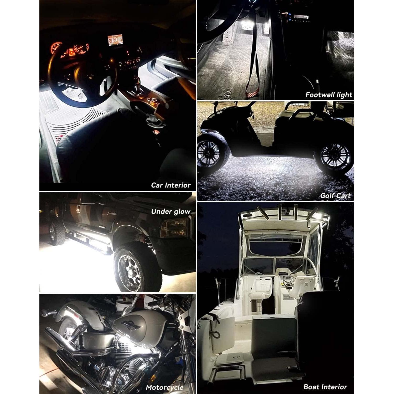 Tira de luz LED blanca 12V Keiurot 45cm impermeable 4Pack