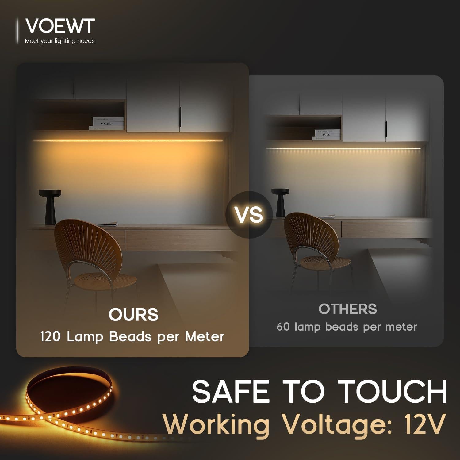 Tira LED 5m VOEWT 12V 6000K 600 LEDs Ultra Brillantes