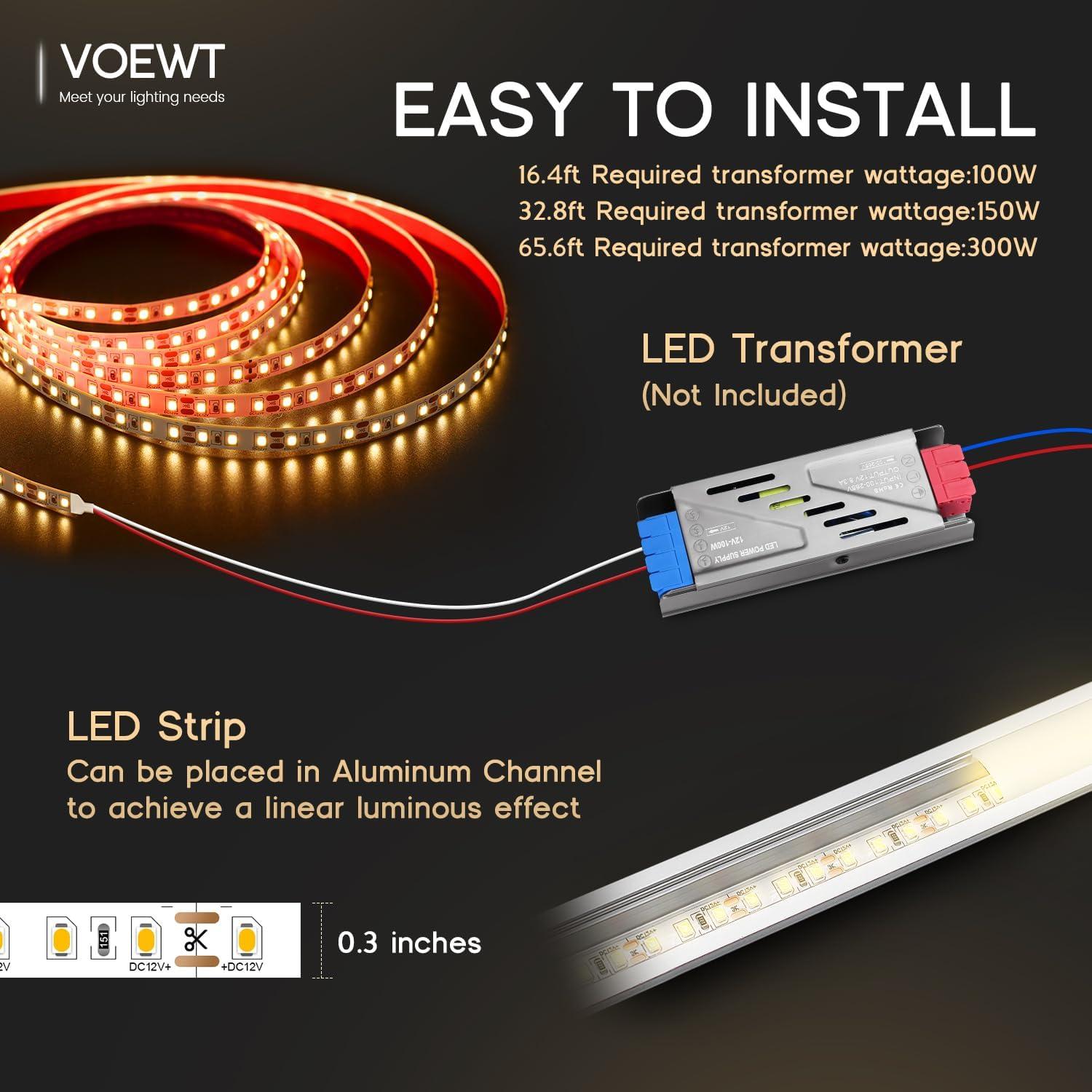 Tira LED 5m VOEWT 12V 6000K 600 LEDs Ultra Brillantes