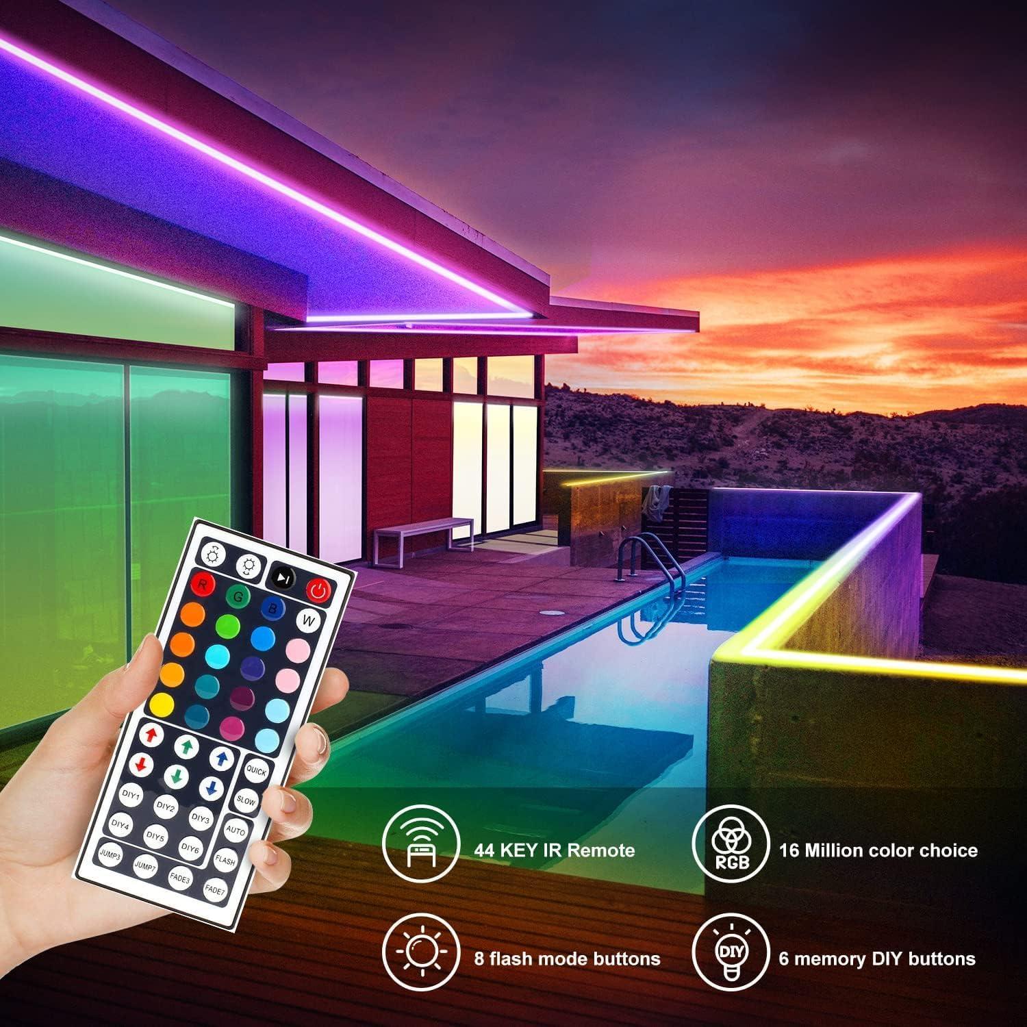 Tiras de Luz LED 20m DAYBETTER RGB Impermeables IP65 con Control Remoto
