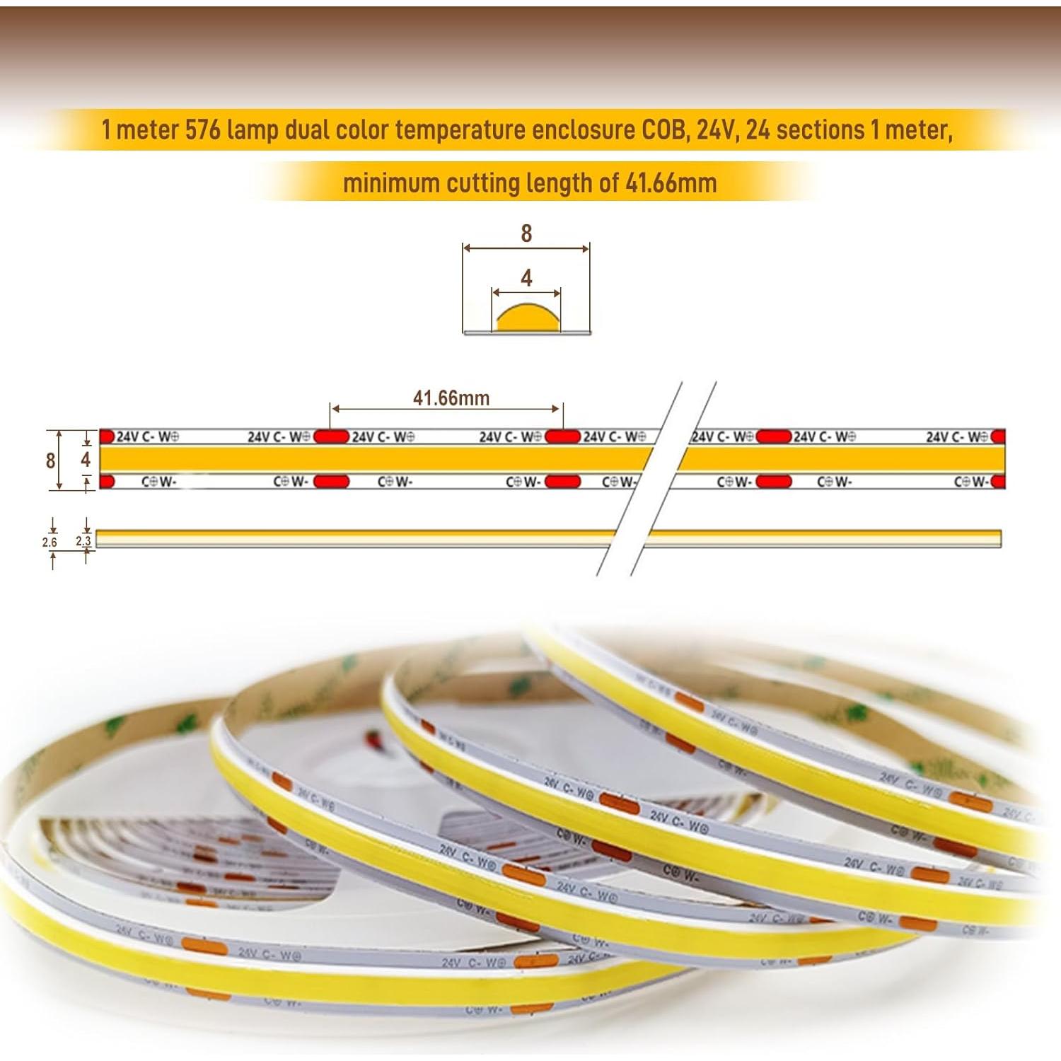 Tira de luz LED COB Pandery 3m CCT 2700K-6500K control APP