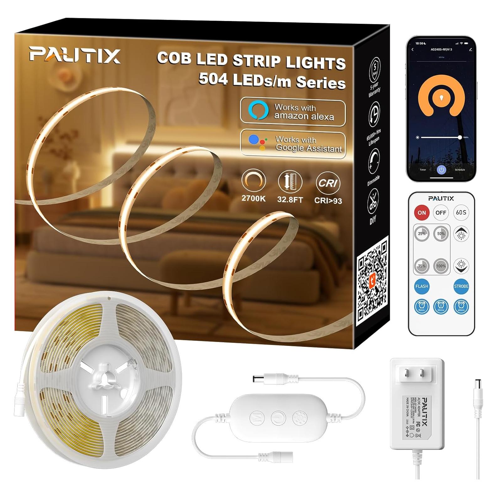 Cinta LED COB PAUTIX 10m 2700K Dimmable Control Voz