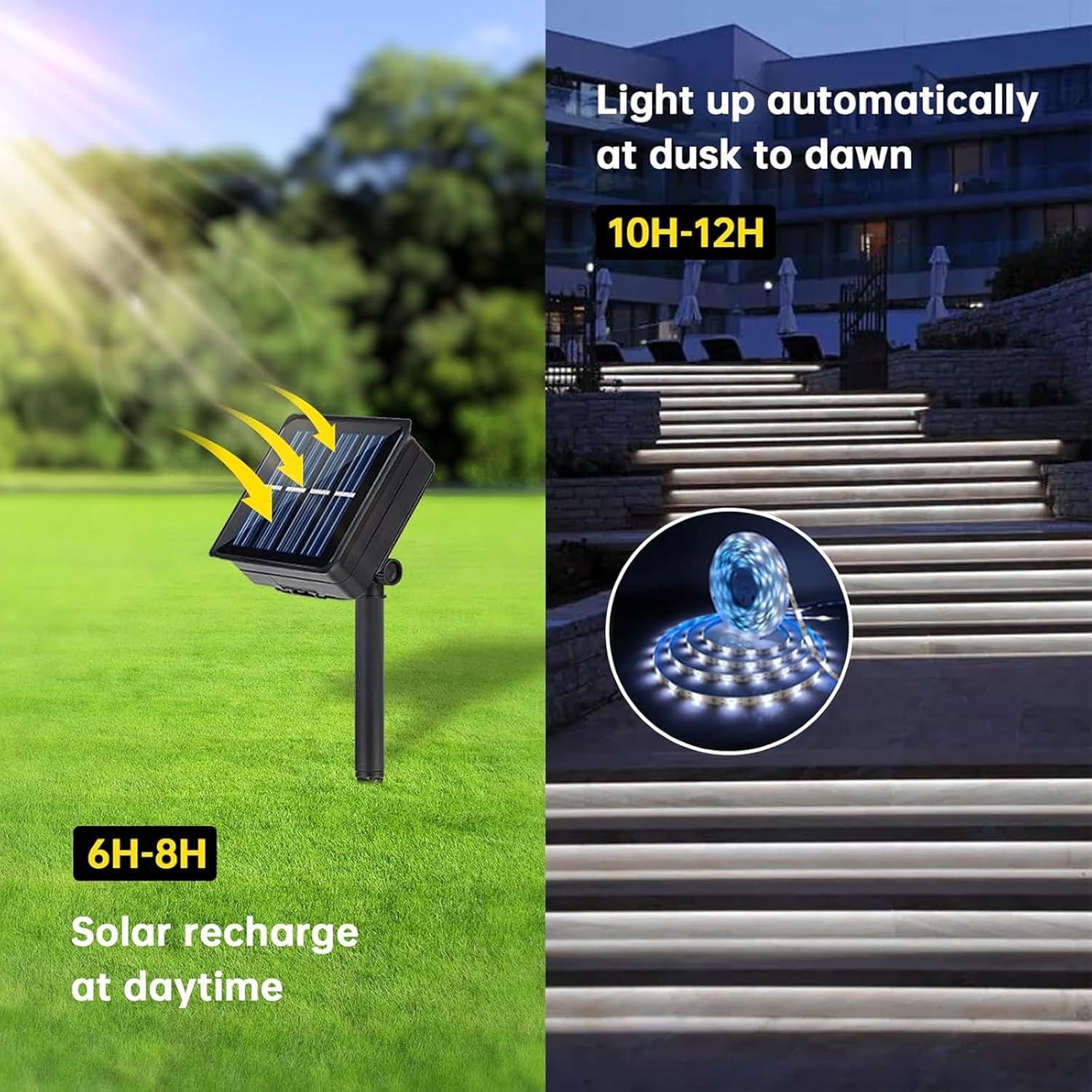 Luces de tira LED solares Ousam 6.0m impermeables 180 LED