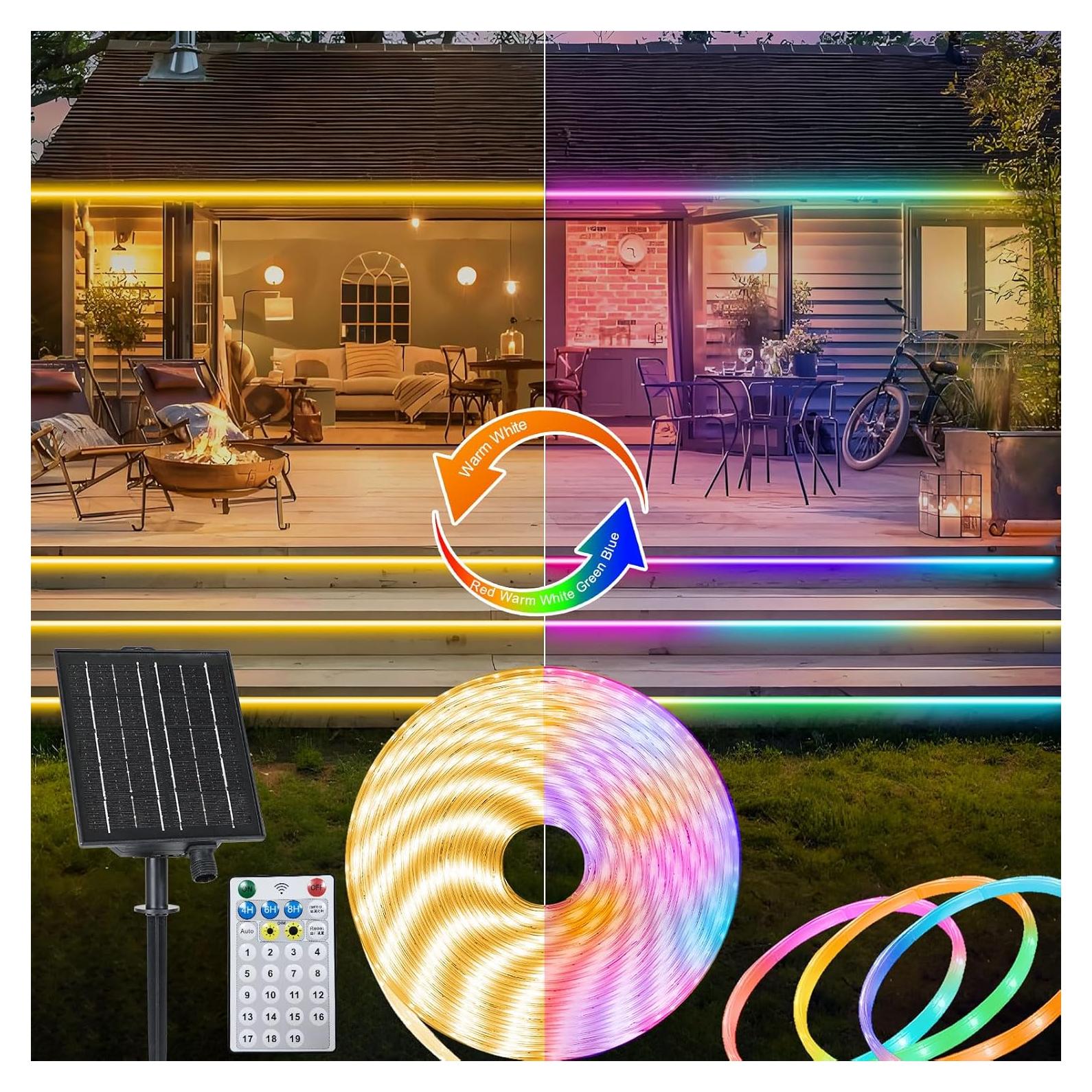 Luces de tira LED solares ZAIYW 10m IP68 control remoto