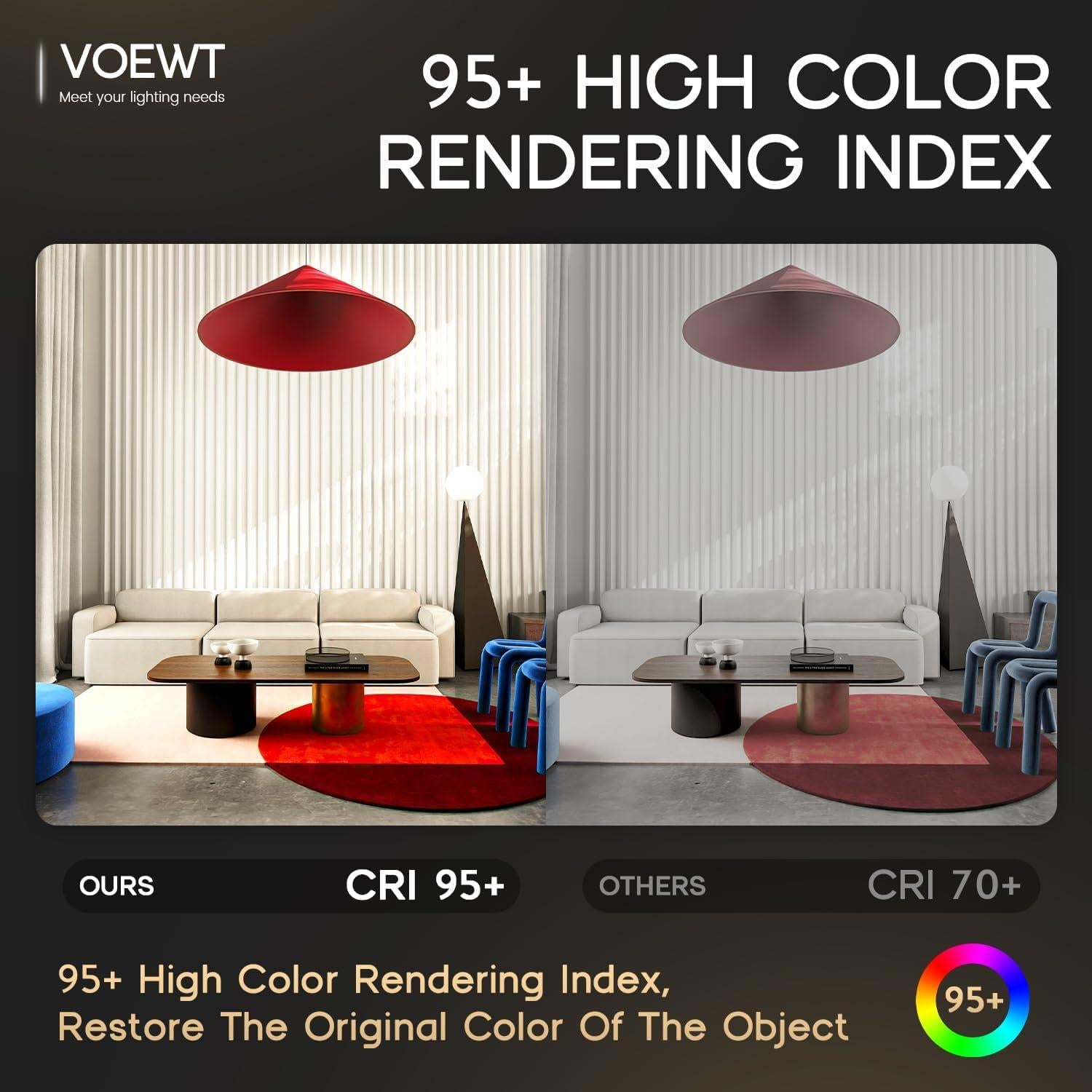 Tira de luces LED COB 5m 12V VOEWT blanca 6000K alta CRI