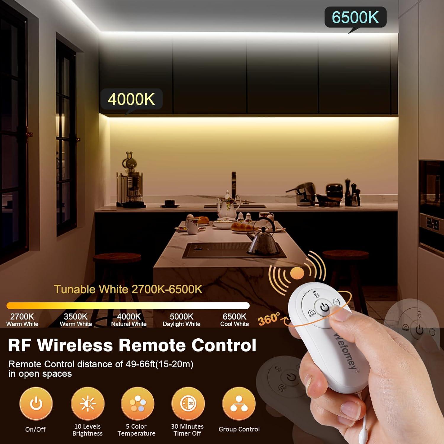 Tira de luz LED COB Wefomey 10m regulable 2700K-6500K