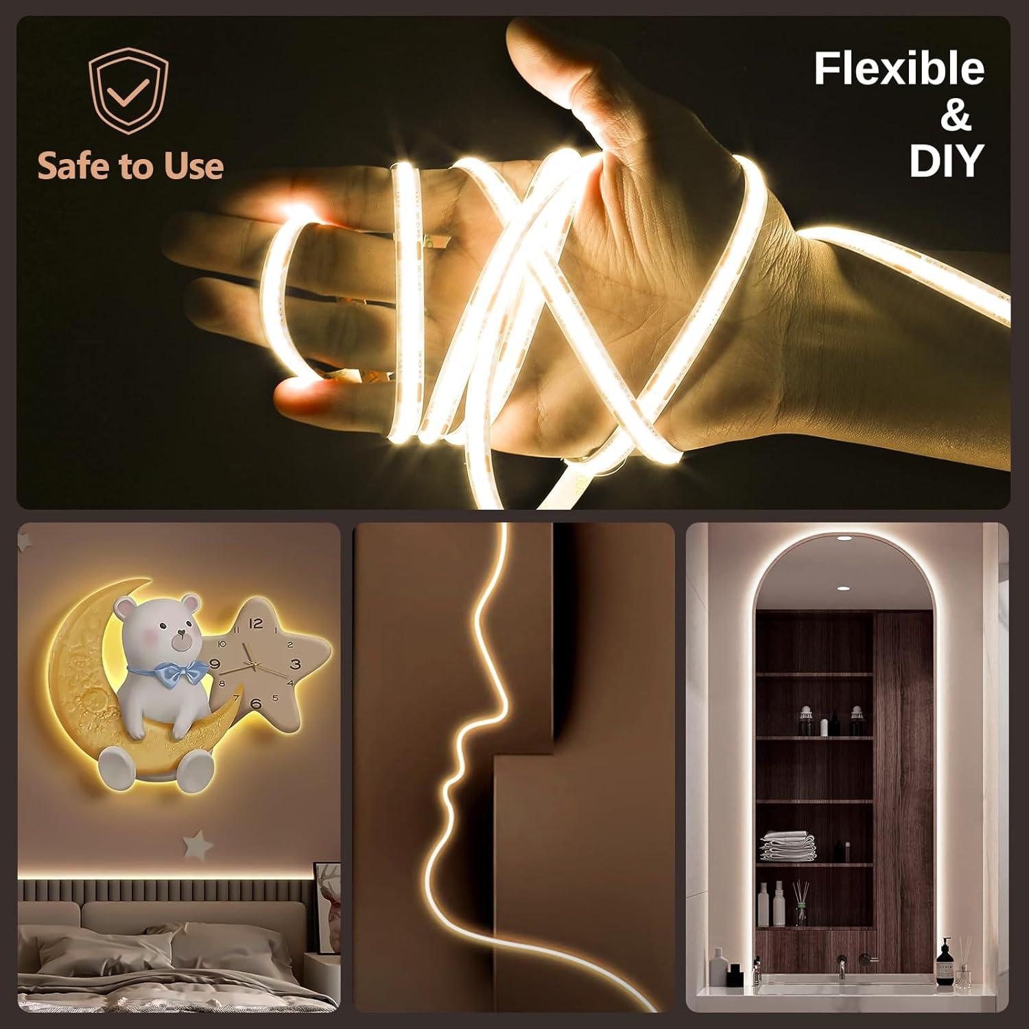 Tira de luz LED COB Wefomey 10m regulable 2700K-6500K