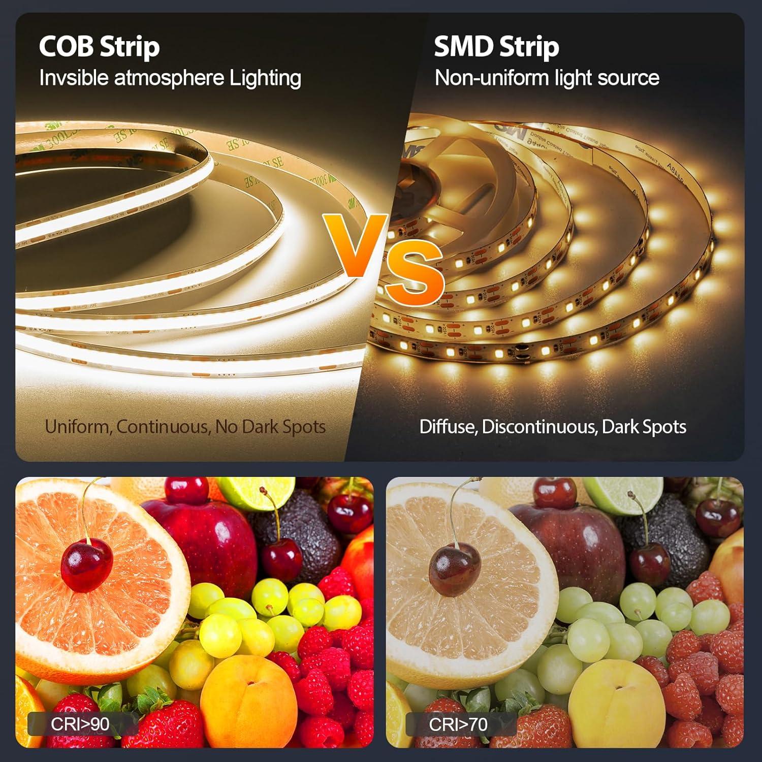 Tira de luz LED COB Wefomey 10m regulable 2700K-6500K