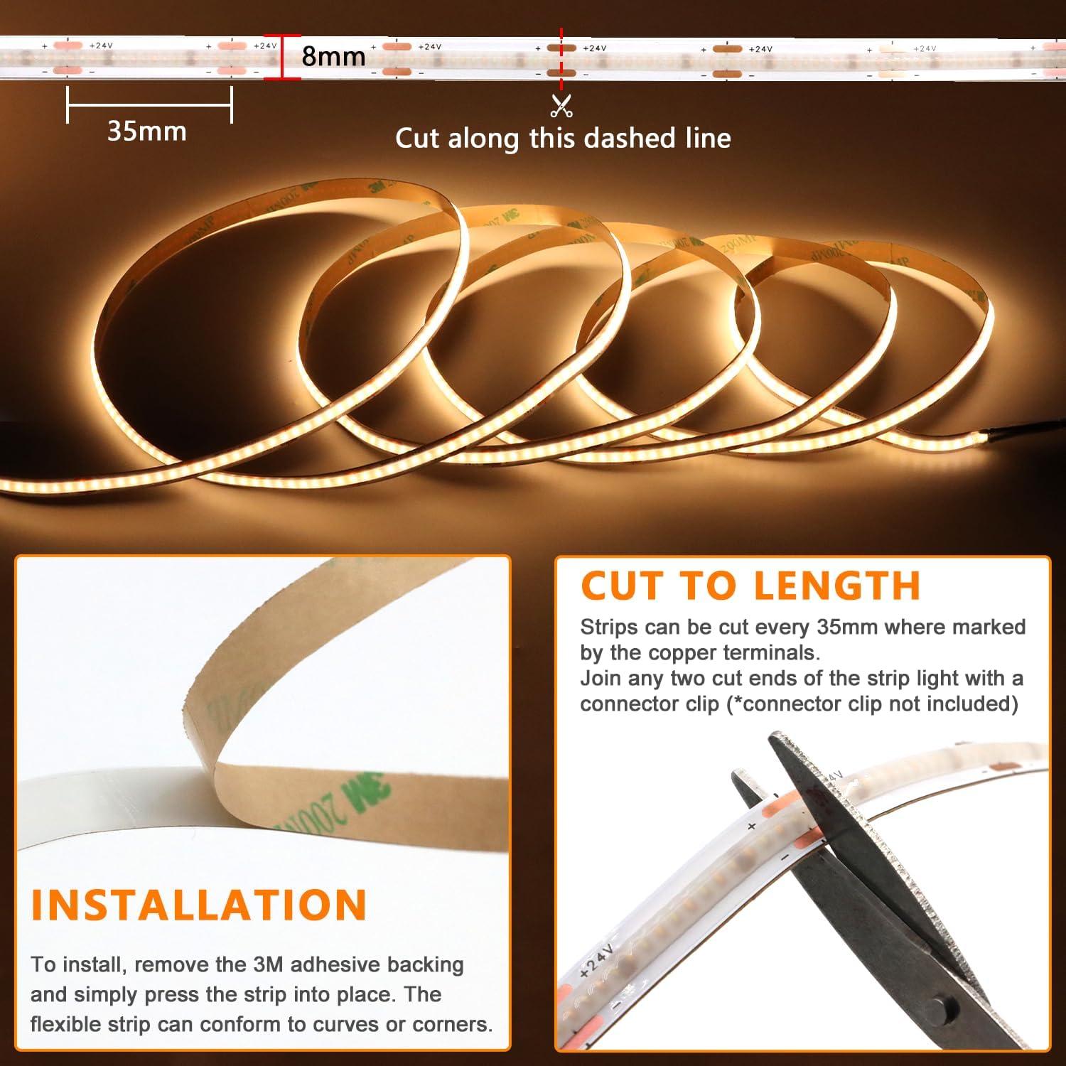 Tira de LED COB VST 5m 24V Regulable 2700K-6500K CRI 93