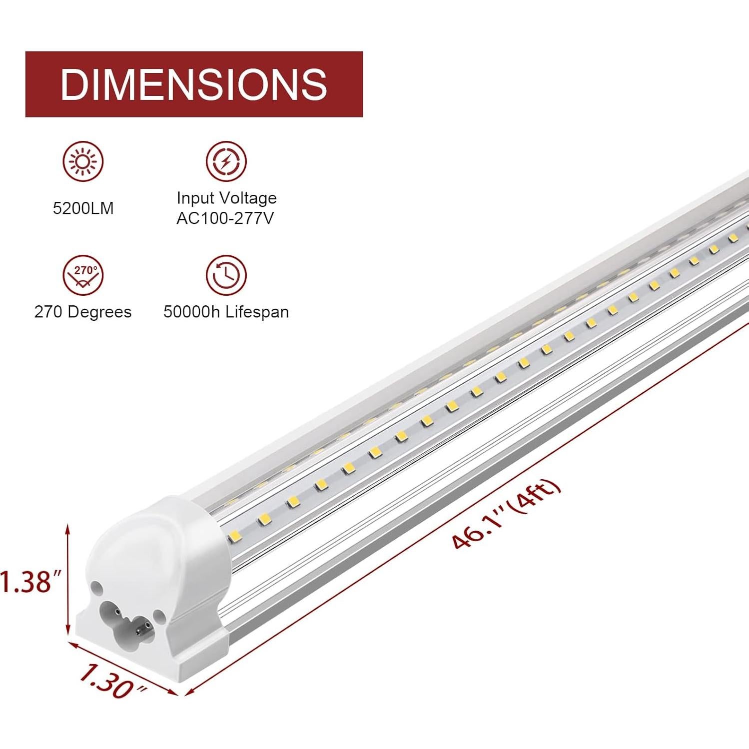 Luz de Taller LED Kihung 4ft 40W 5200LM 6000K T8