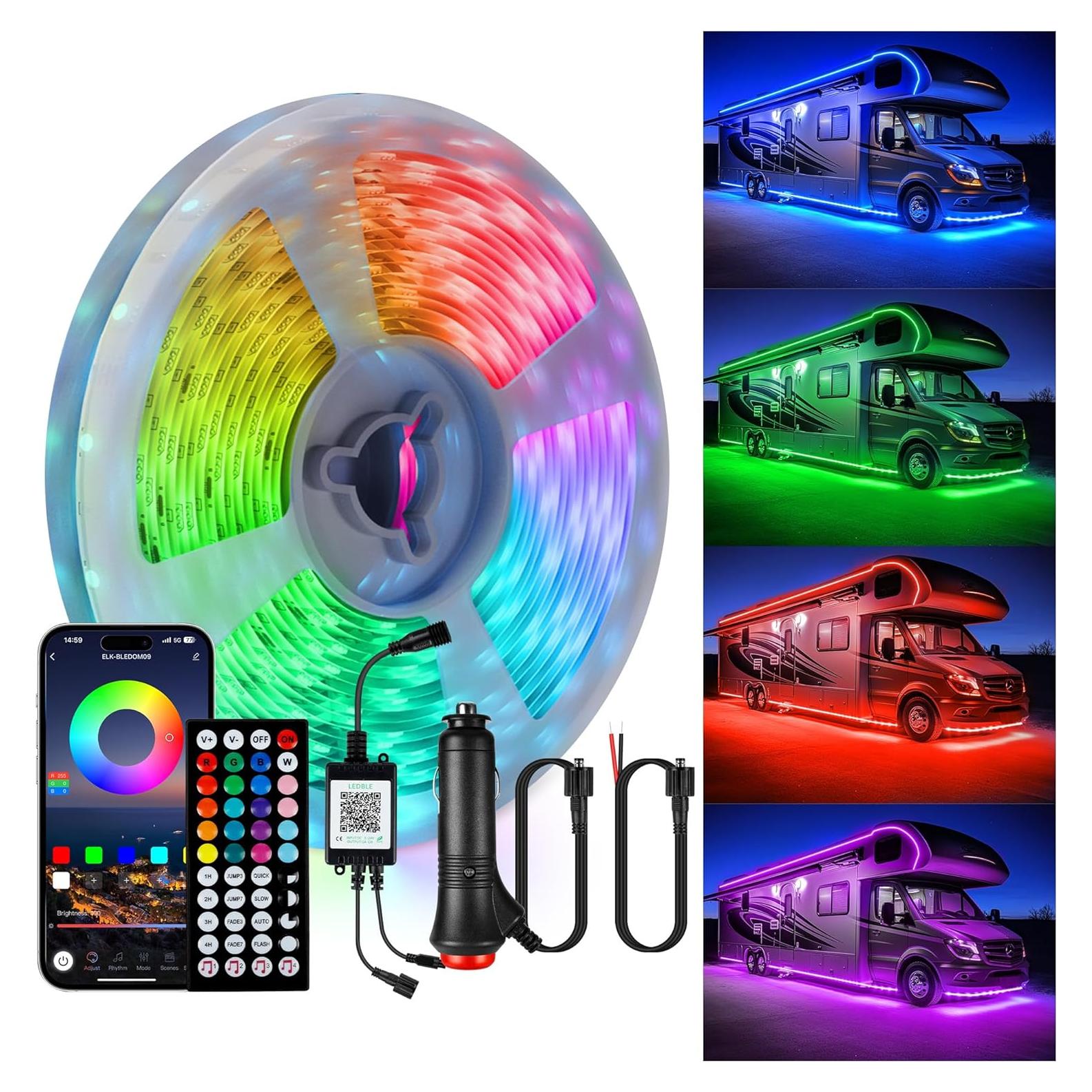 Luces LED RGB 6m Destlife para RV, impermeables y control remoto