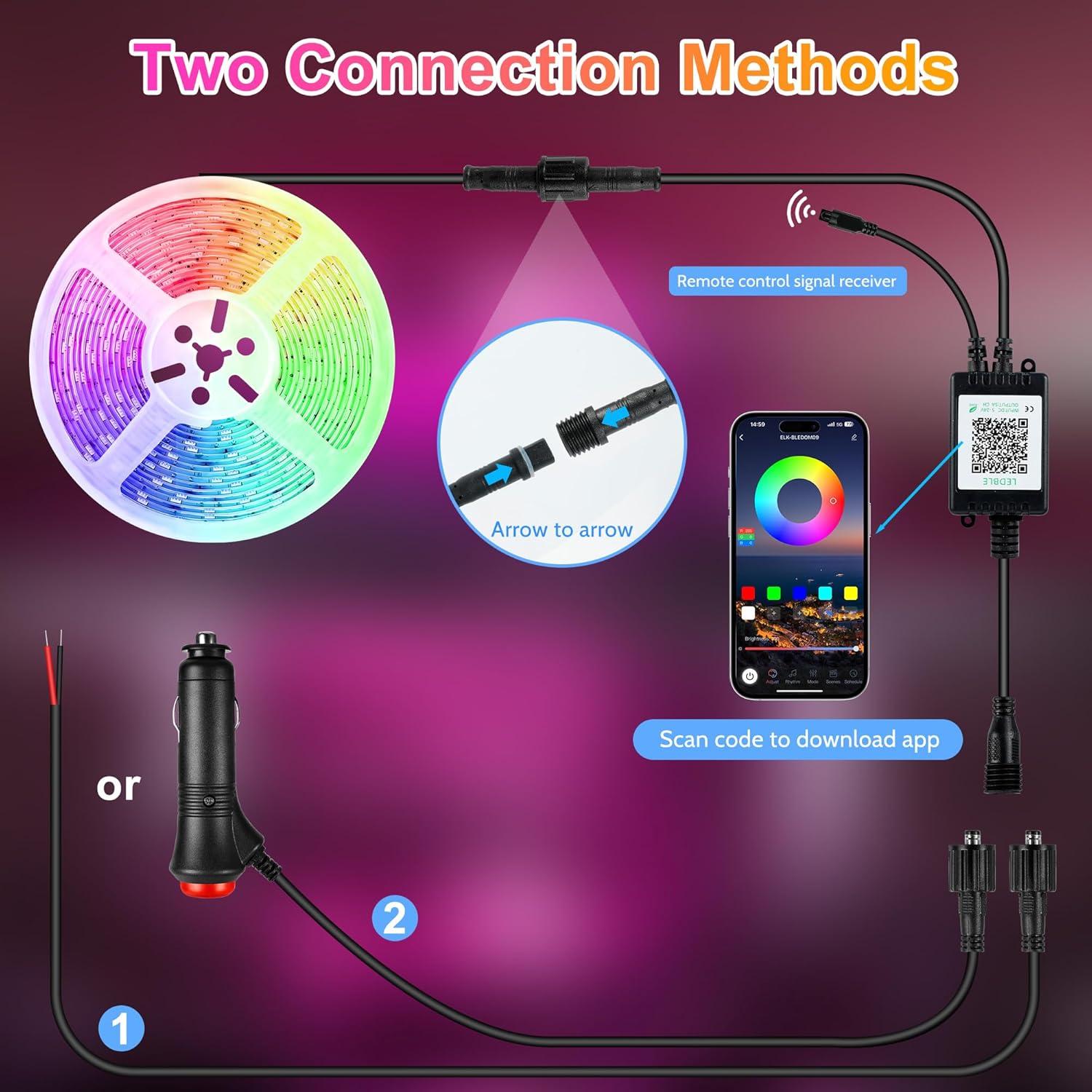 Luces LED RGB 6m Destlife para RV, impermeables y control remoto