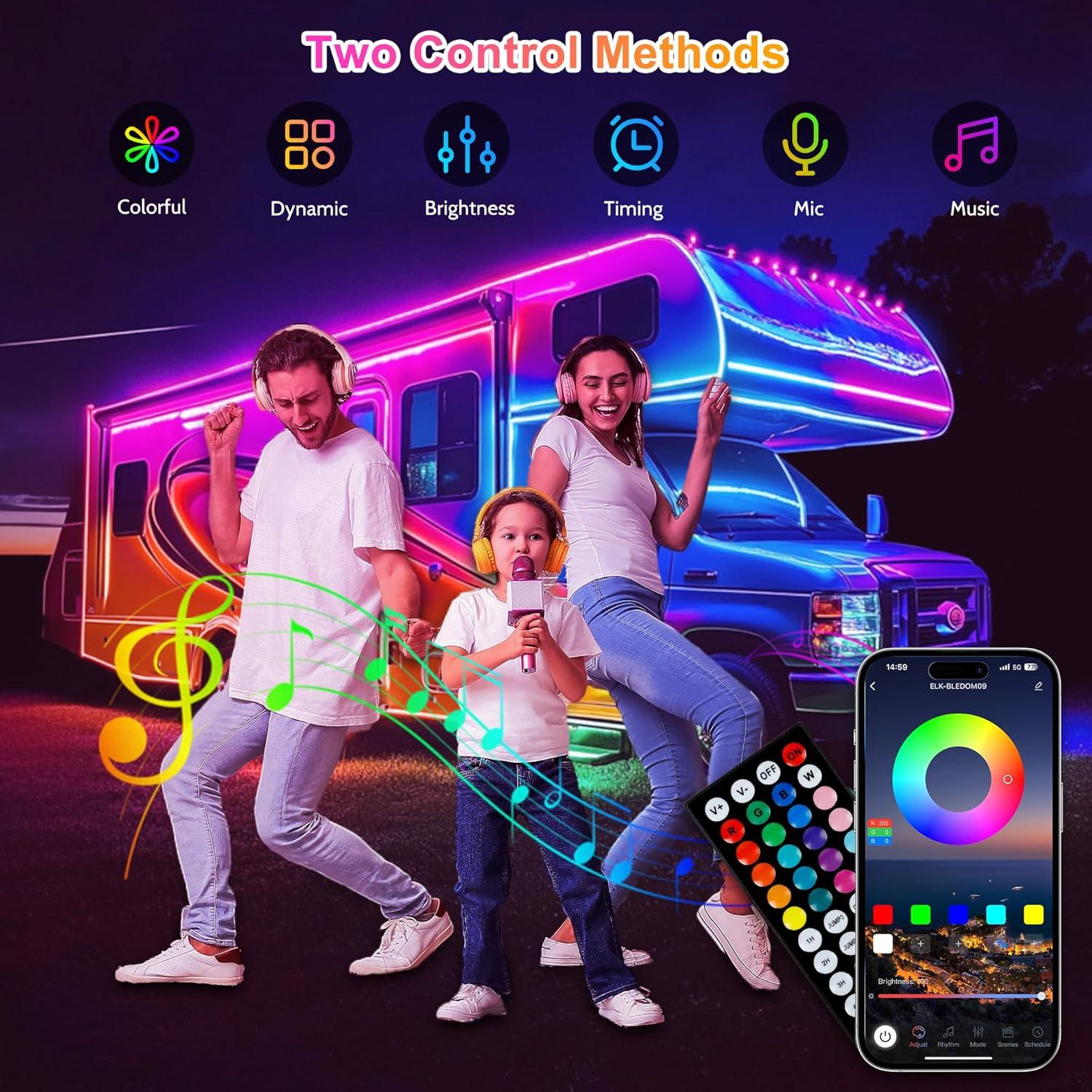 Luces LED RGB 6m Destlife para RV, impermeables y control remoto